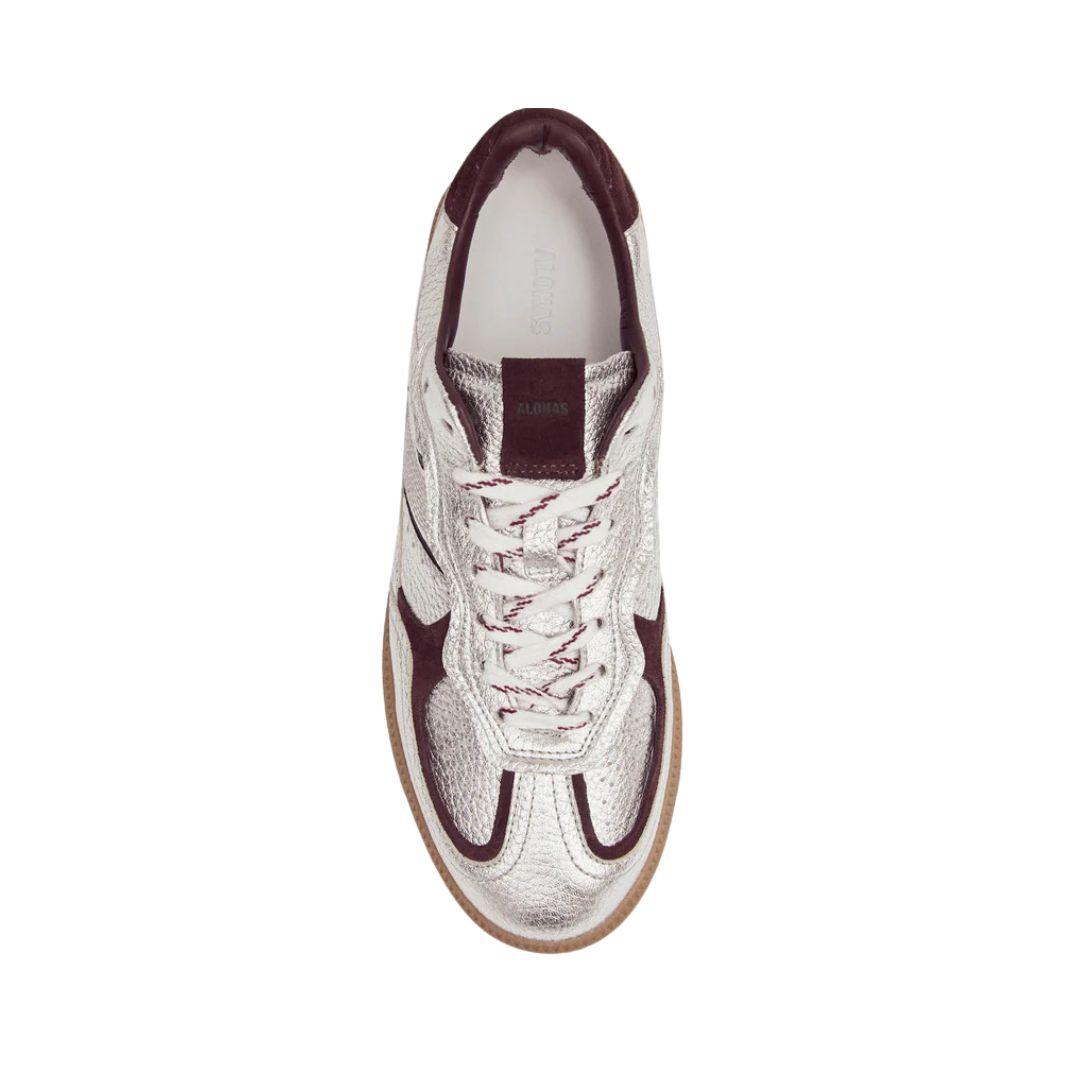 Sneakers TB490 in pelle argentata e bordeaux TB490 GRAIN SILVER PANNA ALOHAS 