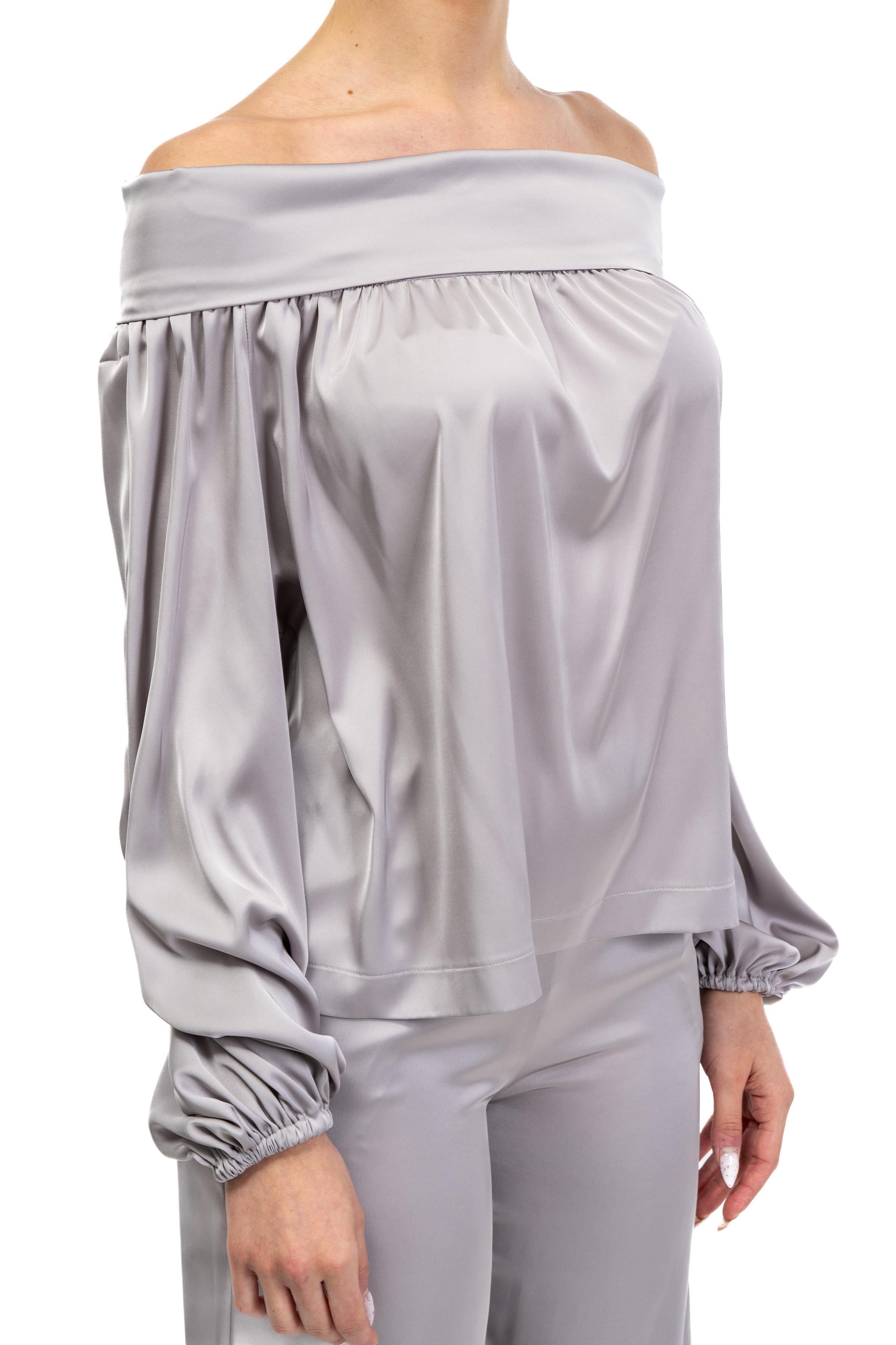 Blusa raso grigia 60670 ACCIAIO D.EXTERIOR 