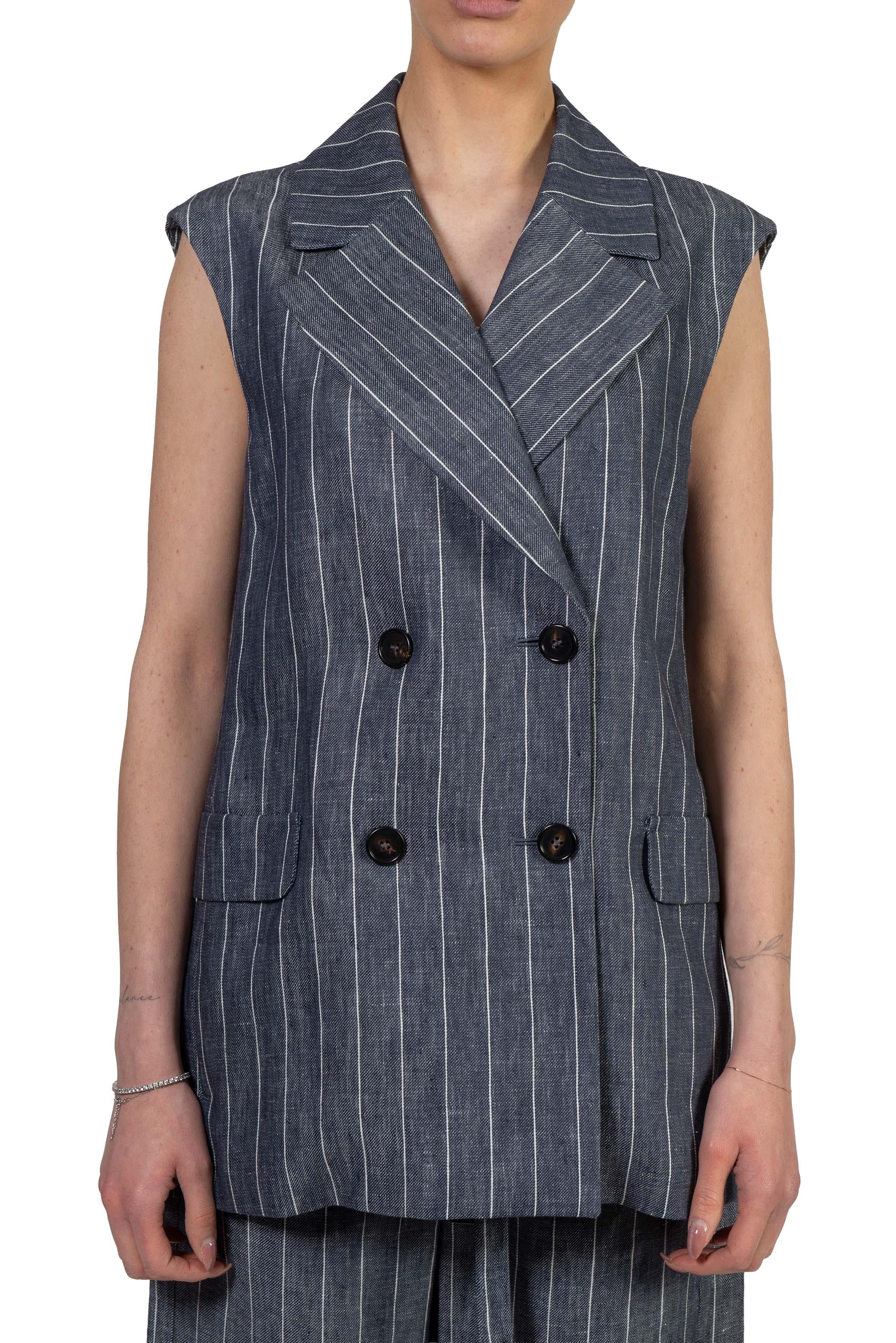 Gilet gessato blu BALLO 001 MAX MARA 