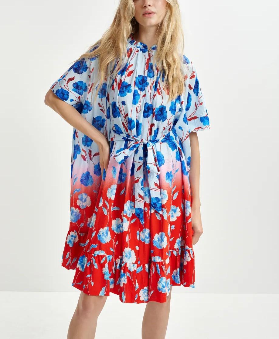 Abito midi heliotrope multicolor HELIOTROPE DENIM BLUE ESSENTIEL ANTWERP 