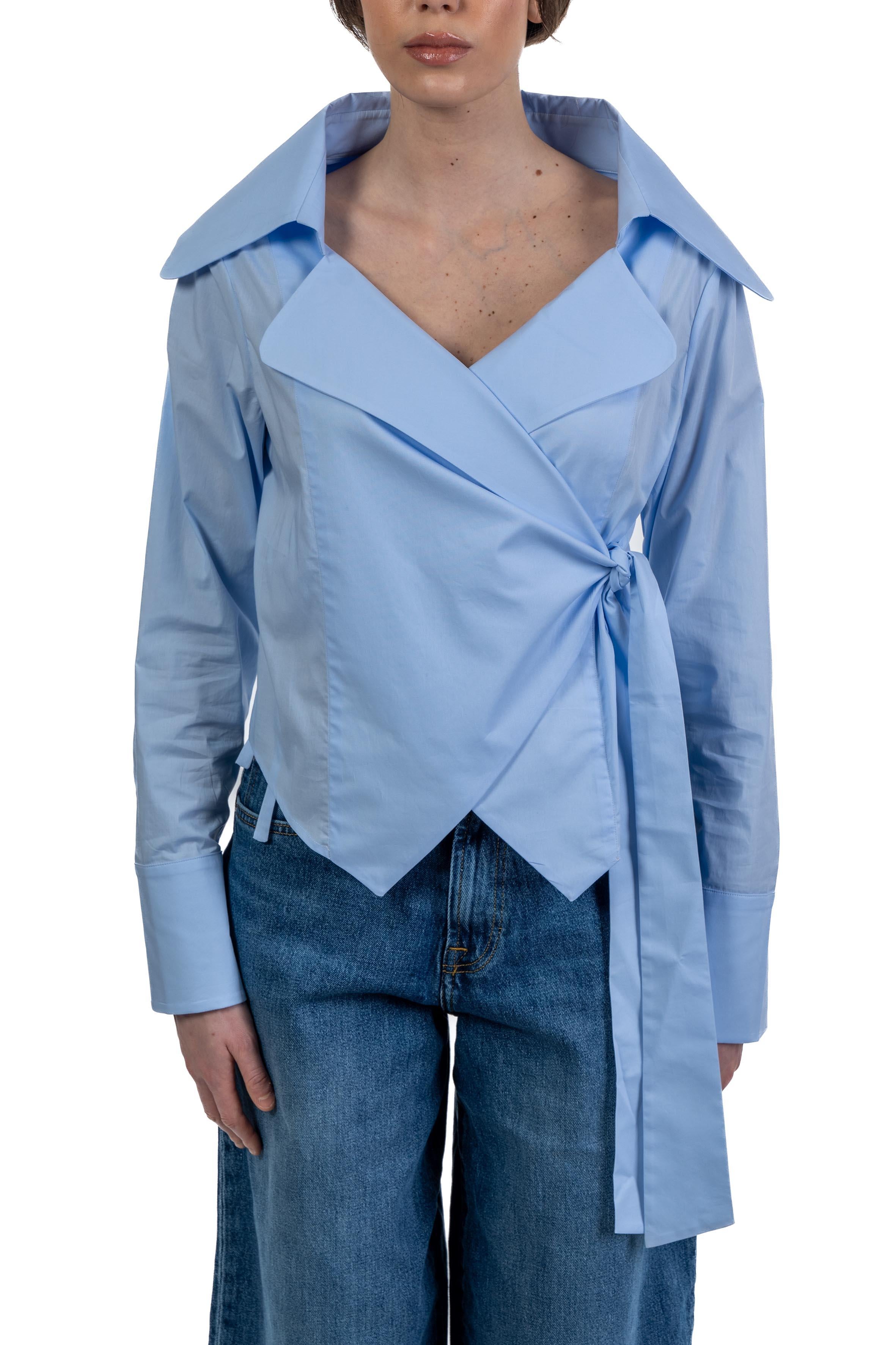 Camicia Nora incrociata NORA BA740 SKYBLUE Balossa 