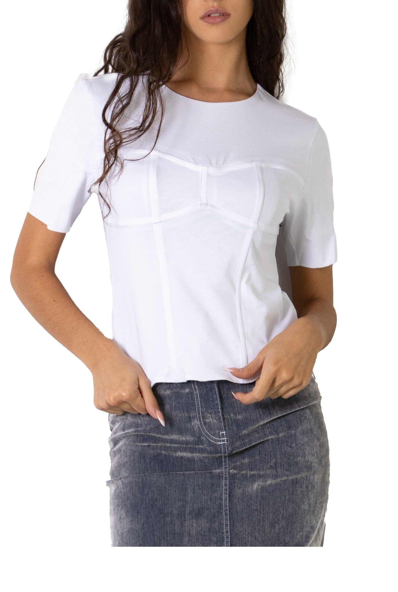T-shirt bianca con dettaglio corsetto TS186 BI FEDERICA TOSI 