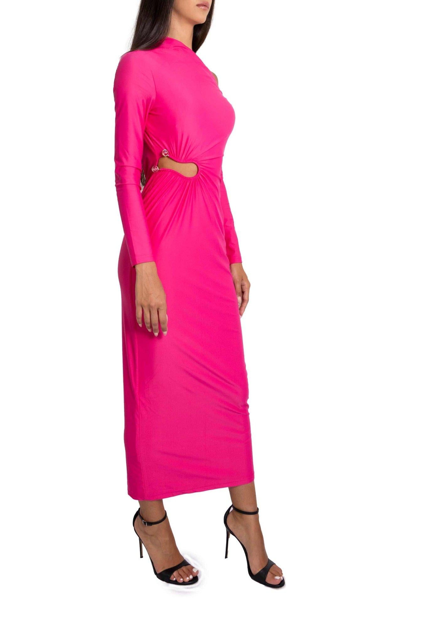 Abito midi fucsia con dettaglio cut-out 053X F SELF PORTRAIT 