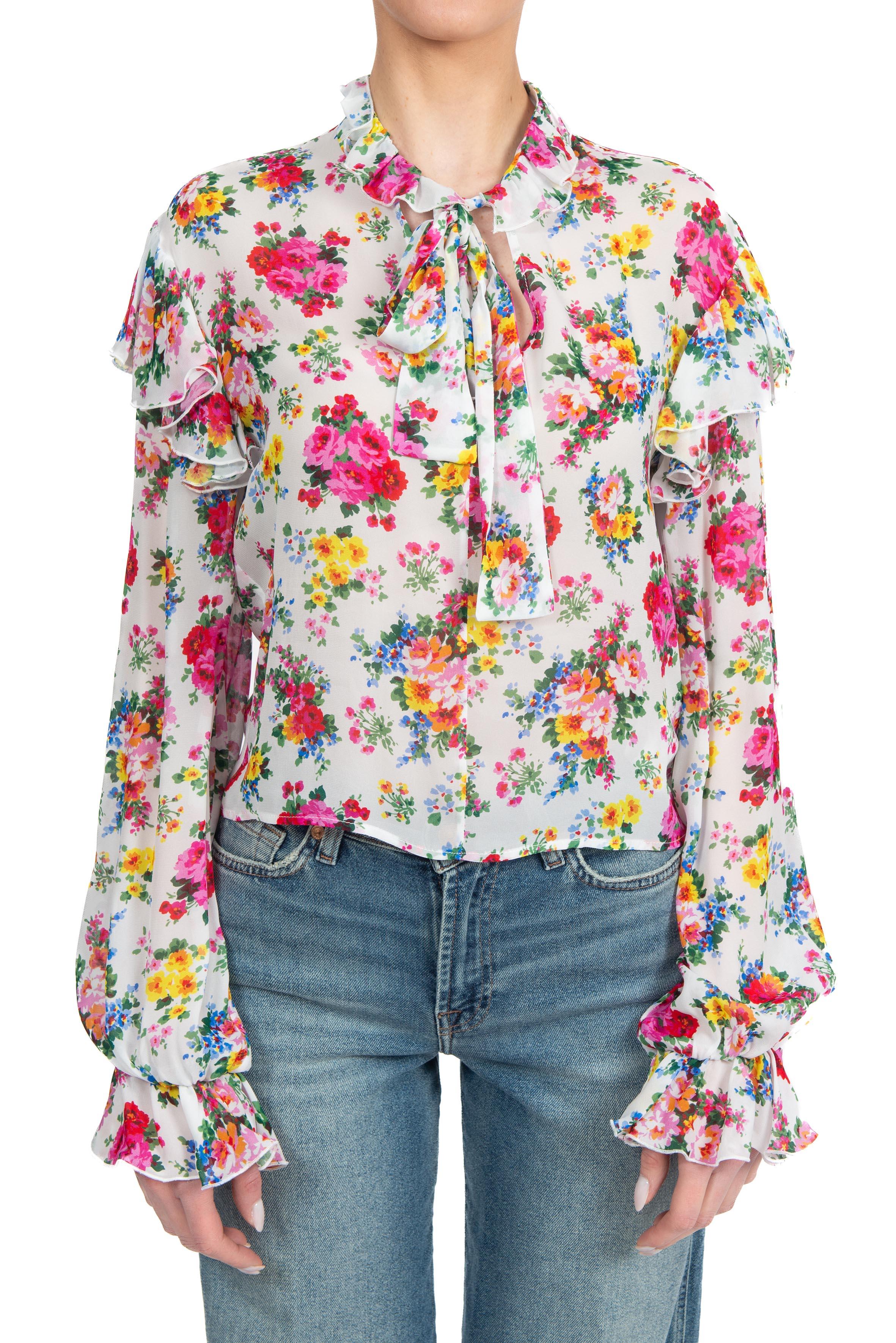 Blusa fantasia fiori MSGM. 4041MDM12 WHITE MSGM 