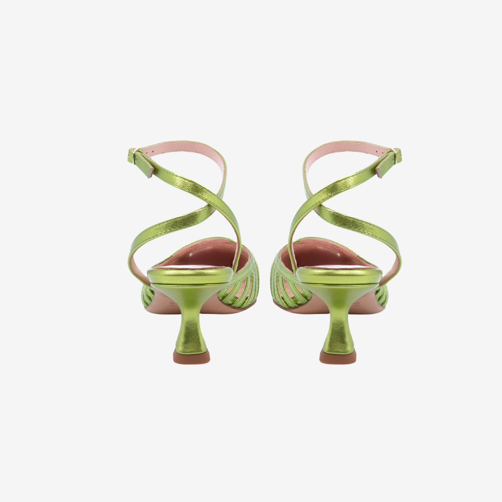 Chanel a punta laminata verde. 1741 VE ANNA F 