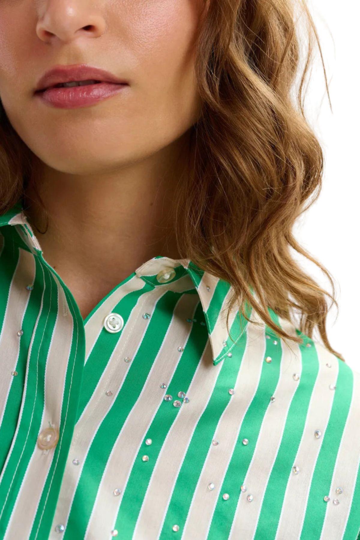 Camicia Jelief a righe verdi JELIEF SHIRT OFF WHITE ESSENTIEL ANTWERP 