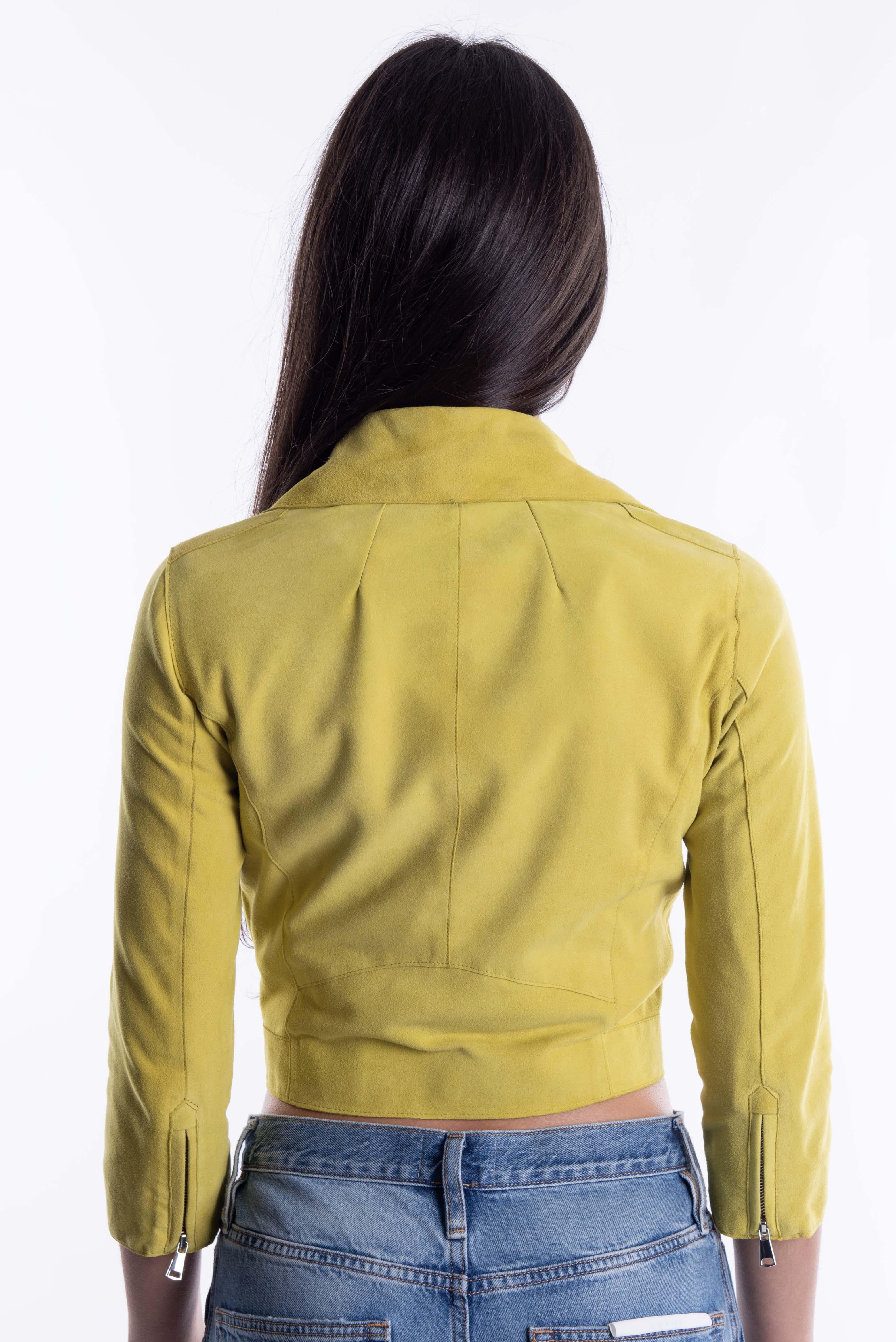 Chiodo in pelle scamosciata giallo New Girl NEW GIRL G THE JACKIE LEATHERS 