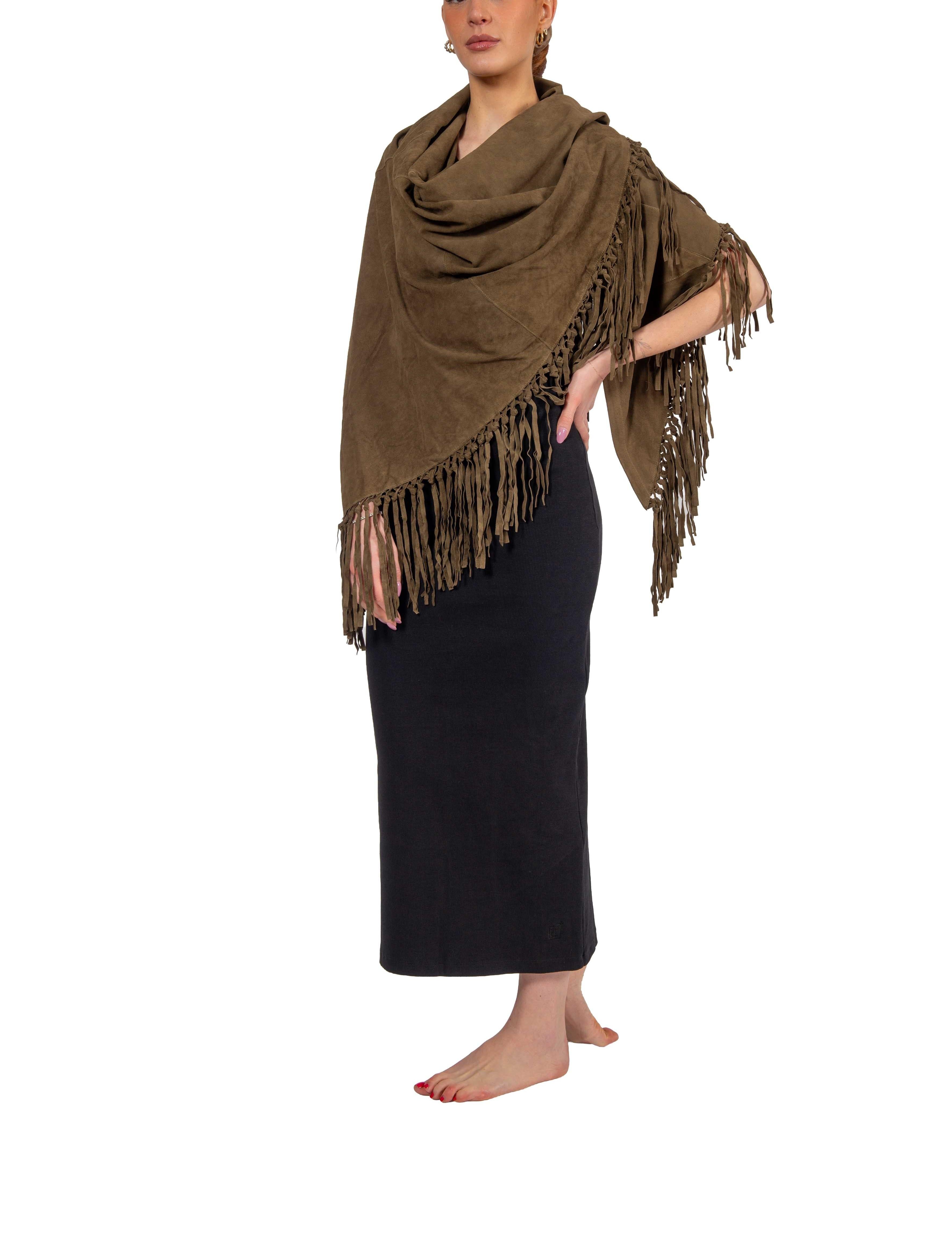 Scialle in camoscio verde militare VENERE MILOITARY GREEN THE JACKIE LEATHERS 