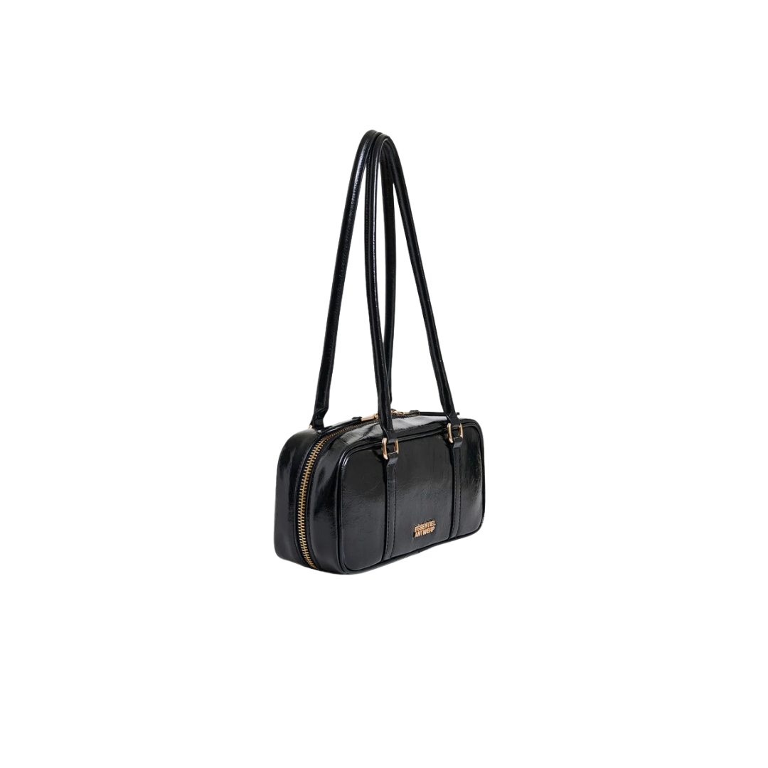 Borsa baguette a tracolla lucida nera IZODIAC BLACK ESSENTIEL ANTWERP 