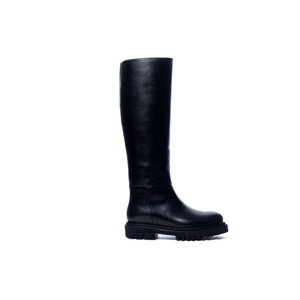 Stivale in pelle nero con borchie. 9780 N ANNA F 
