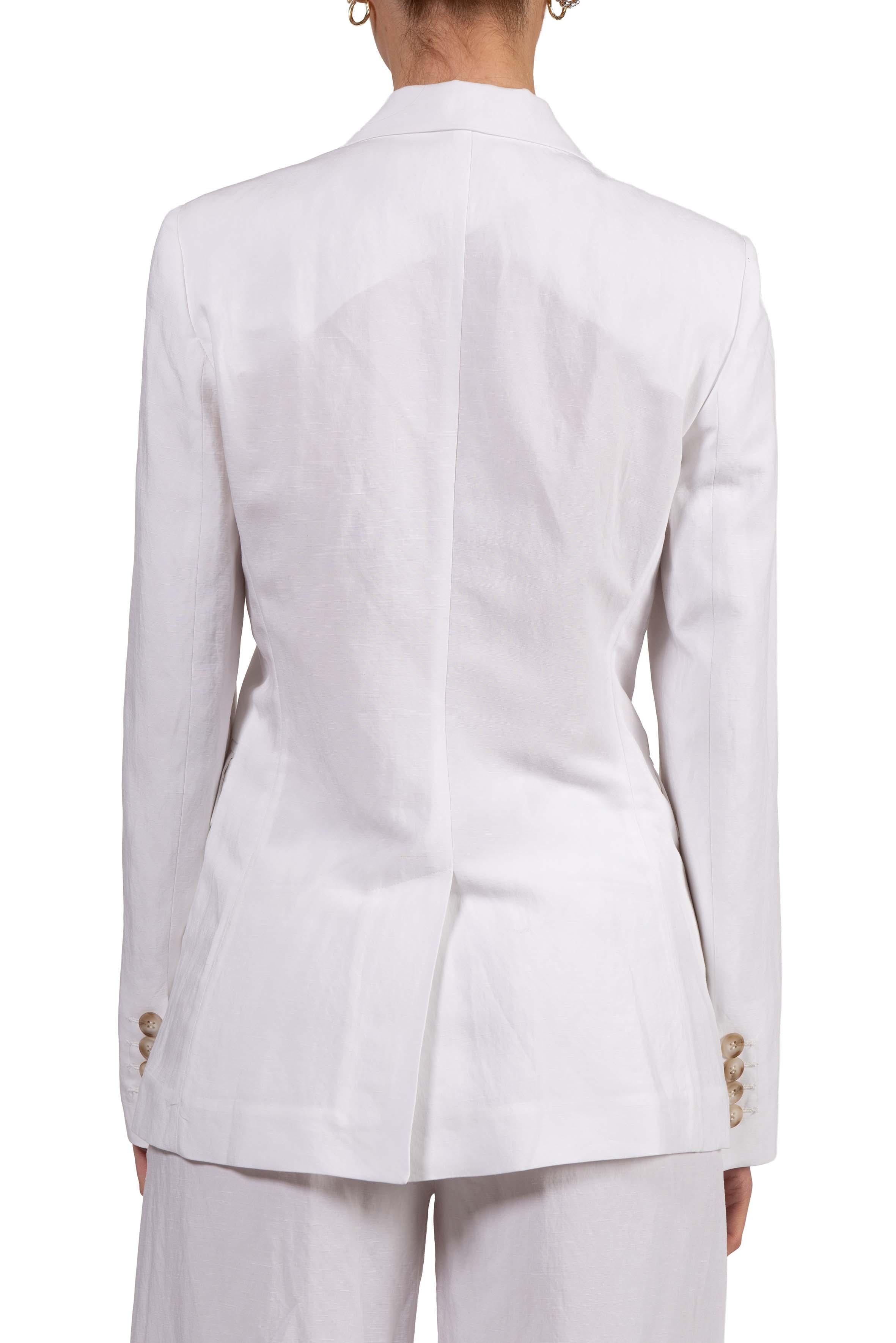 Giacca doppiopetto bianca in misto lino 3069 2973 BIANCO ALICE MILLER 
