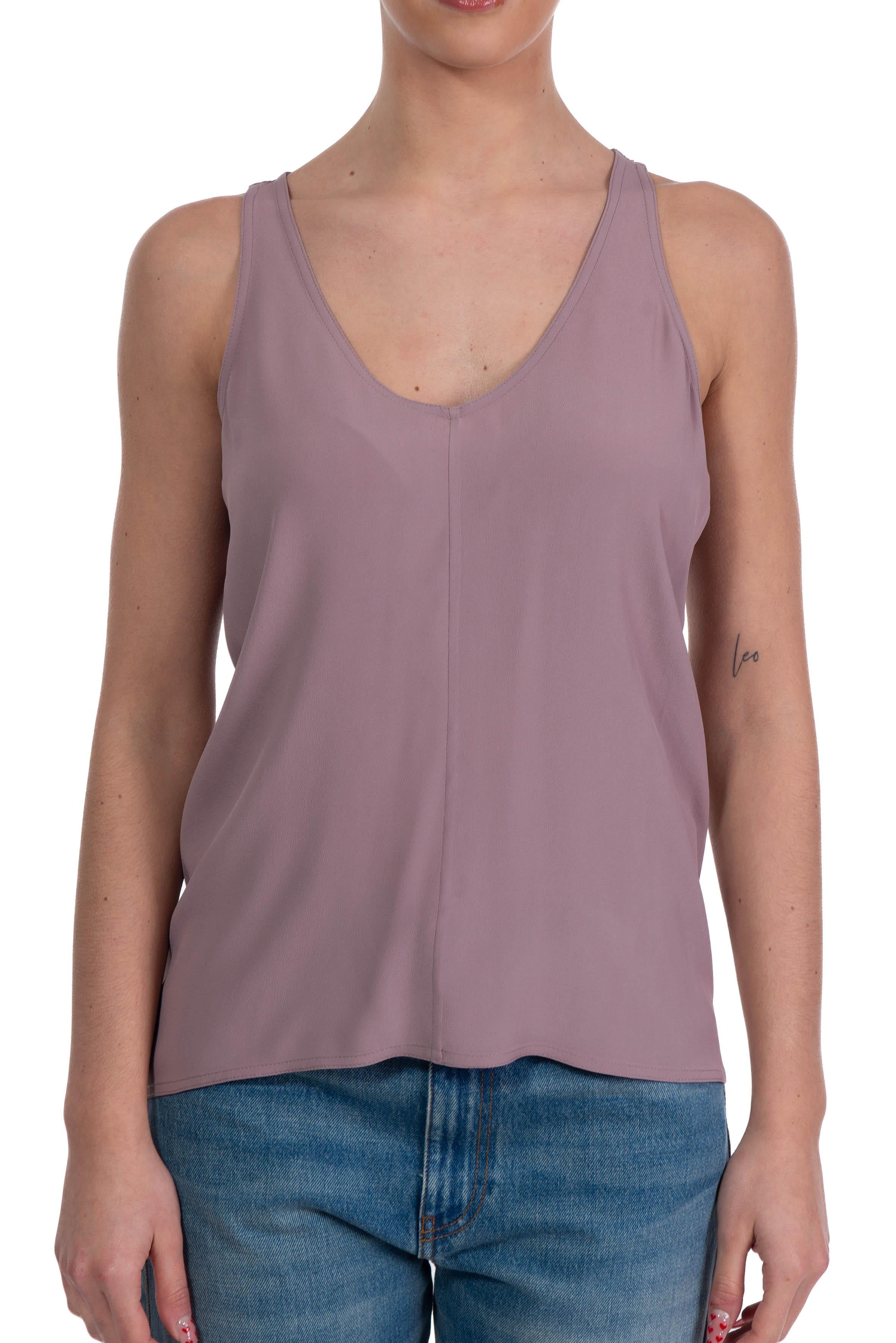 Canotta in crepe de chine rosa 41365 412 BOIS DE ROSE 04 FEDERICA TOSI 