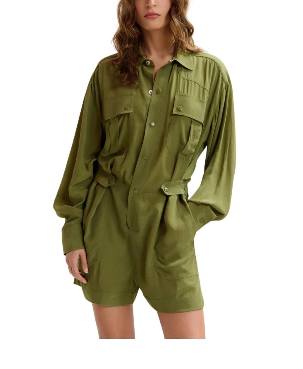 Tutina corta con maxi gonna verde oliva JEBBA OLIVE ESSENTIEL ANTWERP 