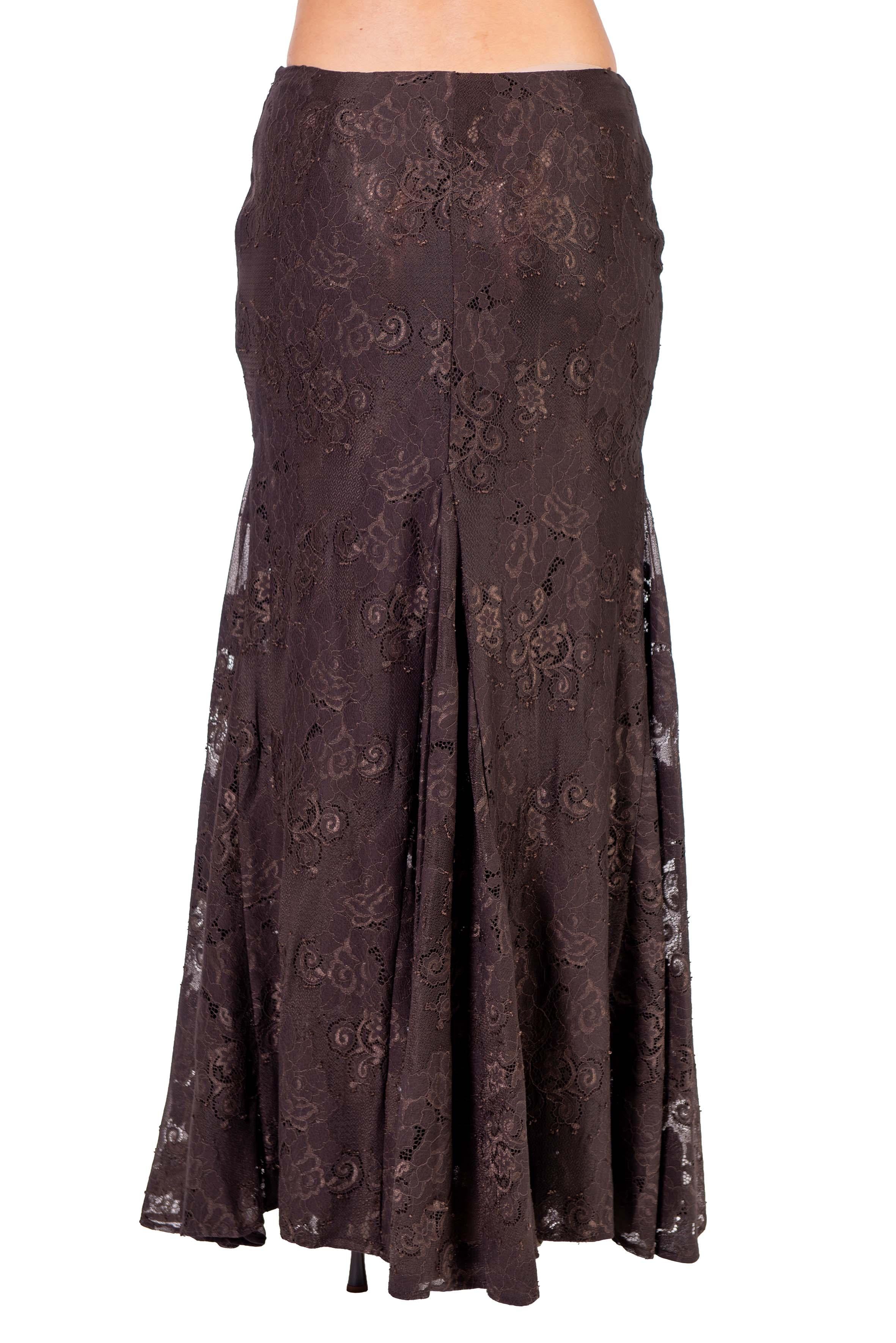 Gonna lunga in pizzo marrone PELE BROWN HERSKIND 