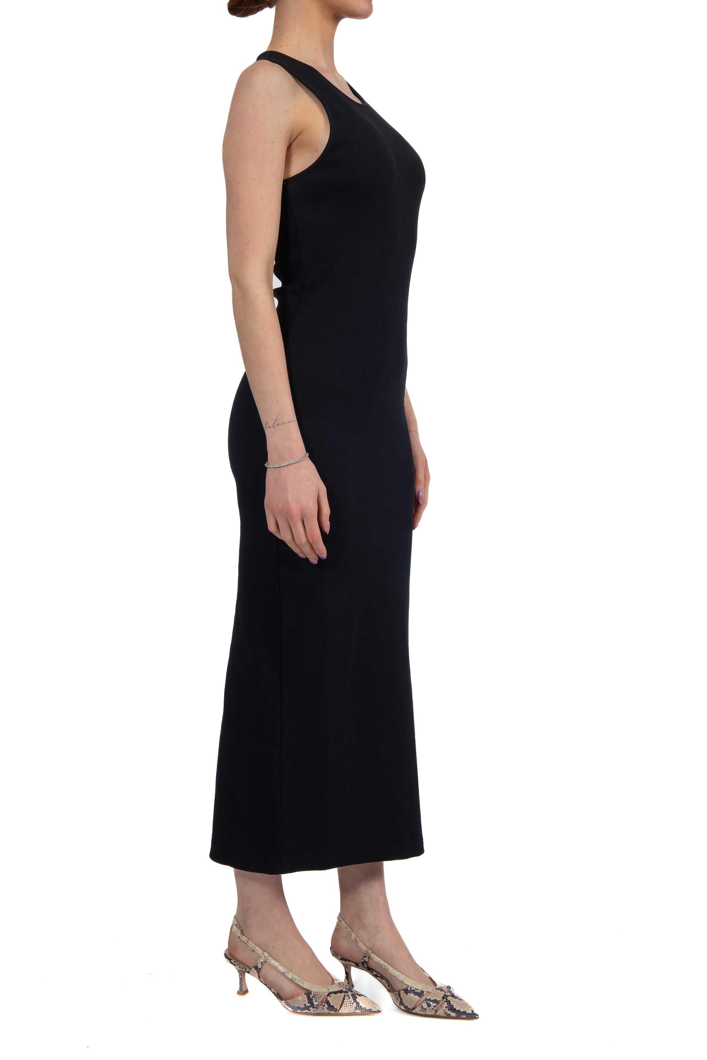 Abito lungo a costine in jersey nero 42355 NERO FEDERICA TOSI 