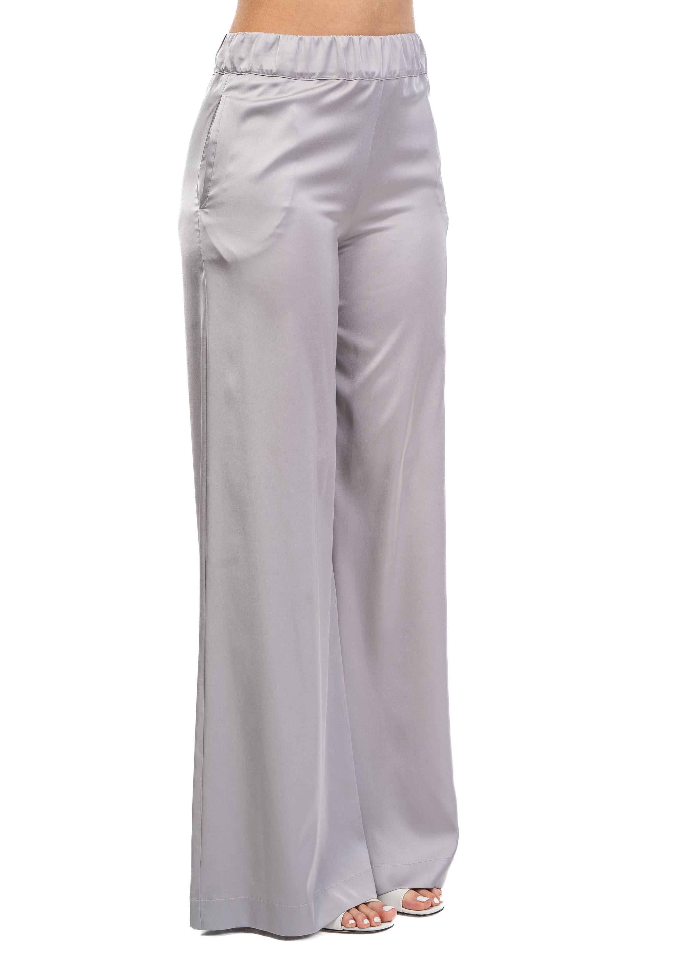 Pantalone palazzo in raso 60657 12 ACCIAIO D.EXTERIOR 