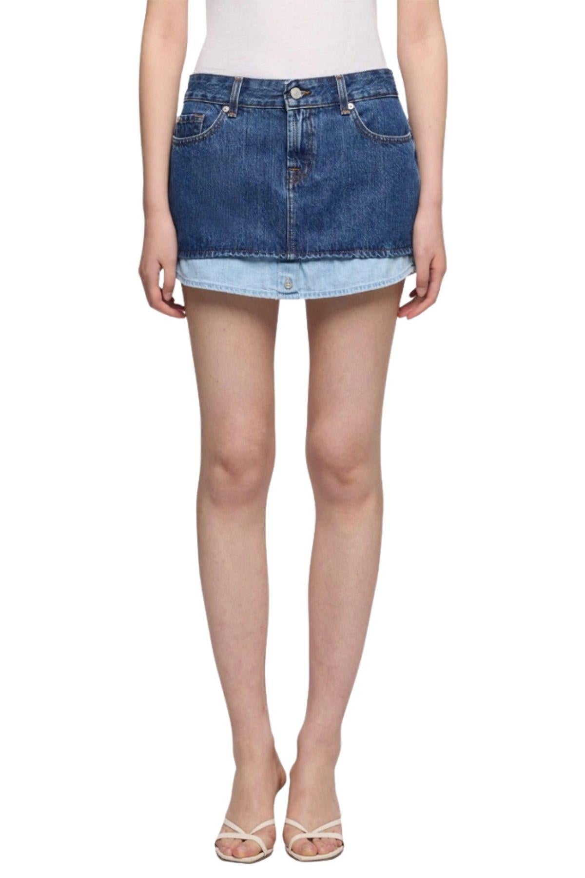 Minigonna jeans double layer DOUBLE LAYER CHERRY SHIRT U73DM 7 FOR ALL MANKIND 