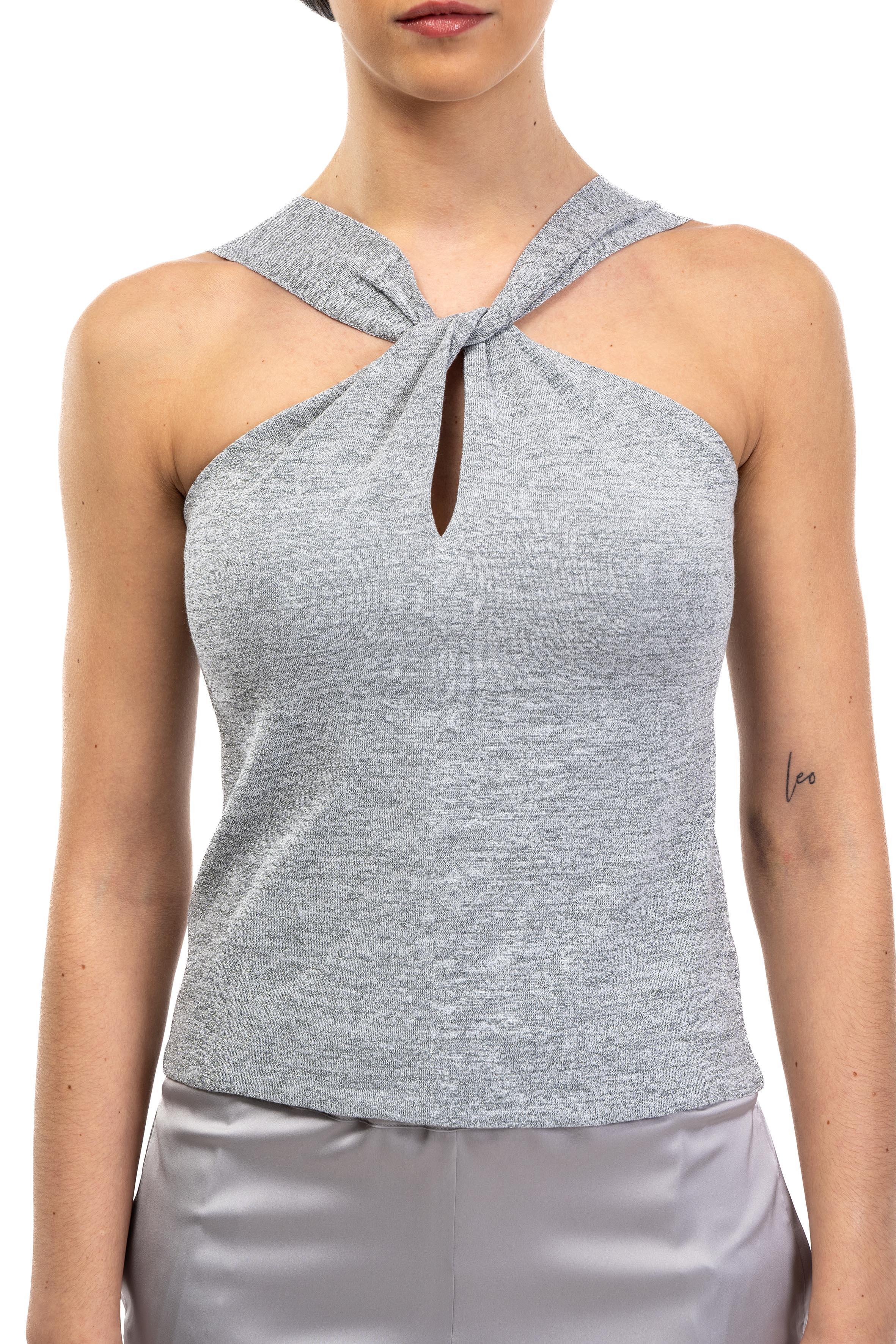 Top lurex con nodo 60217 12 ACCIAIO D.EXTERIOR 