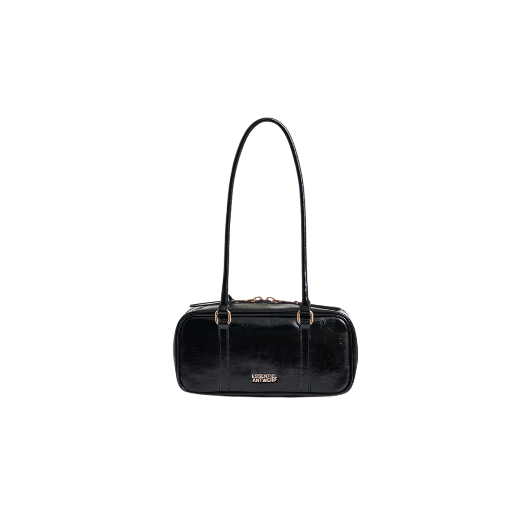 Borsa baguette a tracolla lucida nera IZODIAC BLACK ESSENTIEL ANTWERP 