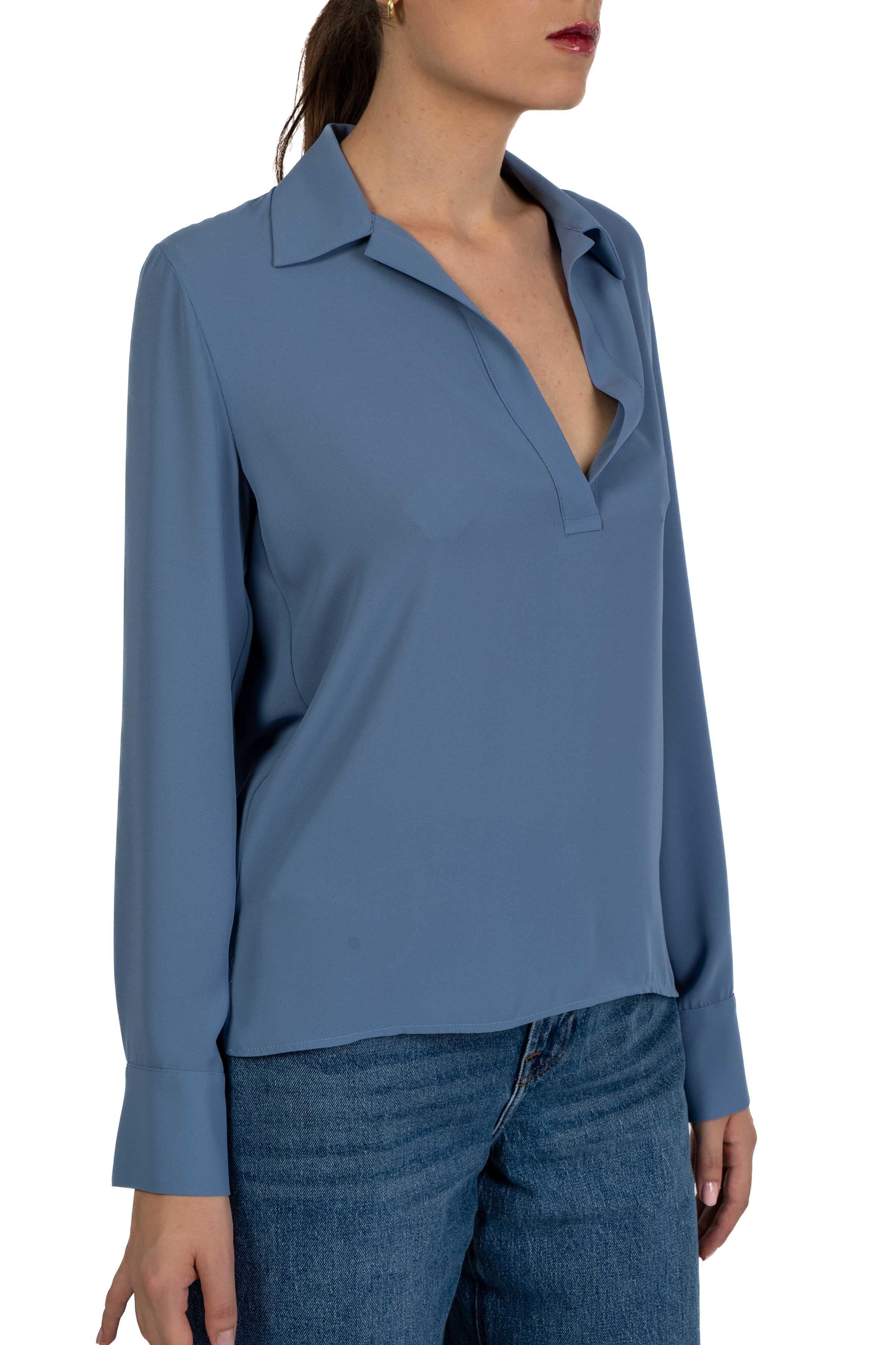 Blusa scollo a V celeste polvere 4287 4356 POLVERE ALICE MILLER 