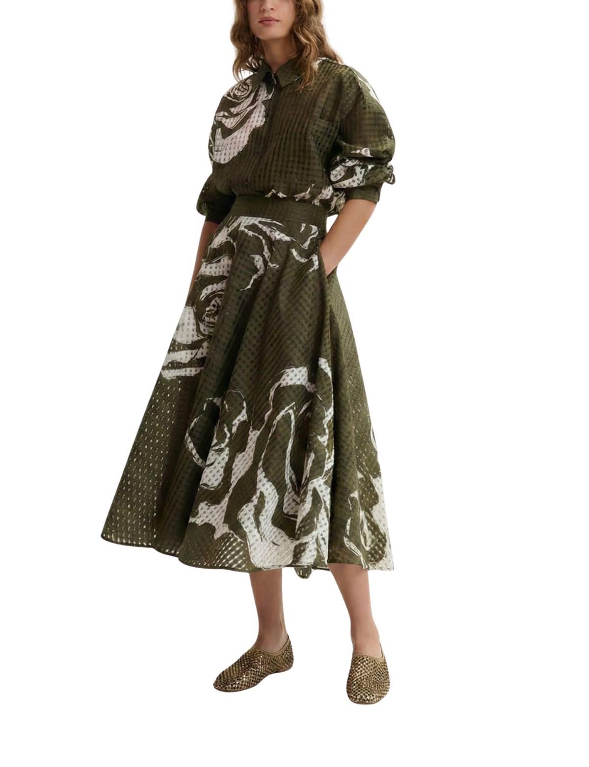 Camicia over traforata verde JORANGE OLIVE ESSENTIEL ANTWERP 