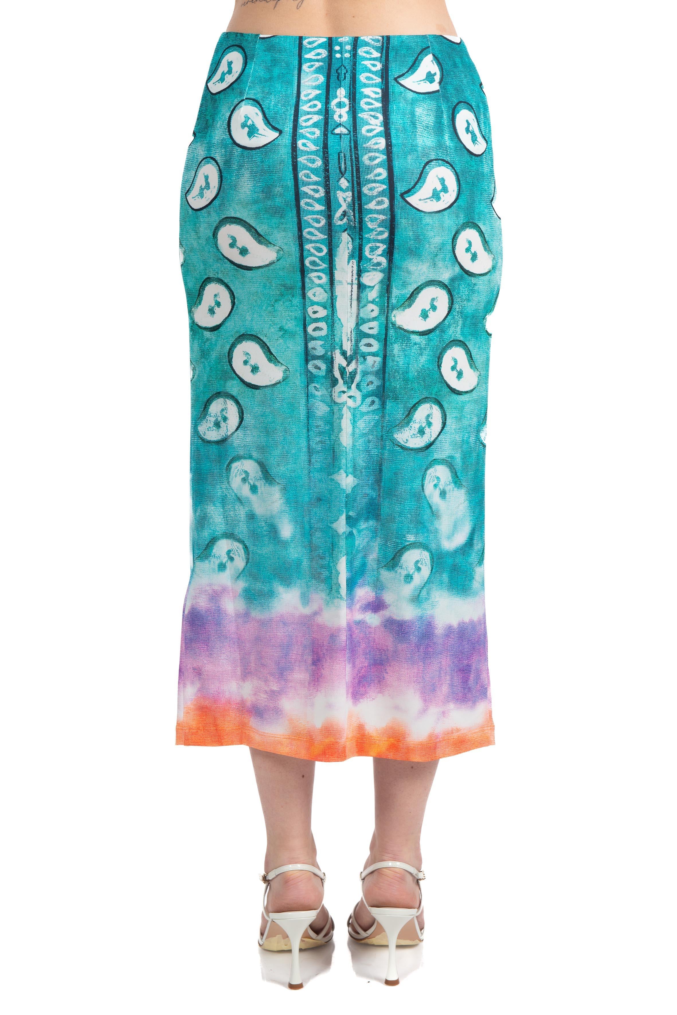 Gonna longuette stampa tie dye Stella Jean. JG454 STAMPA TIE DYE STELLA JEAN 