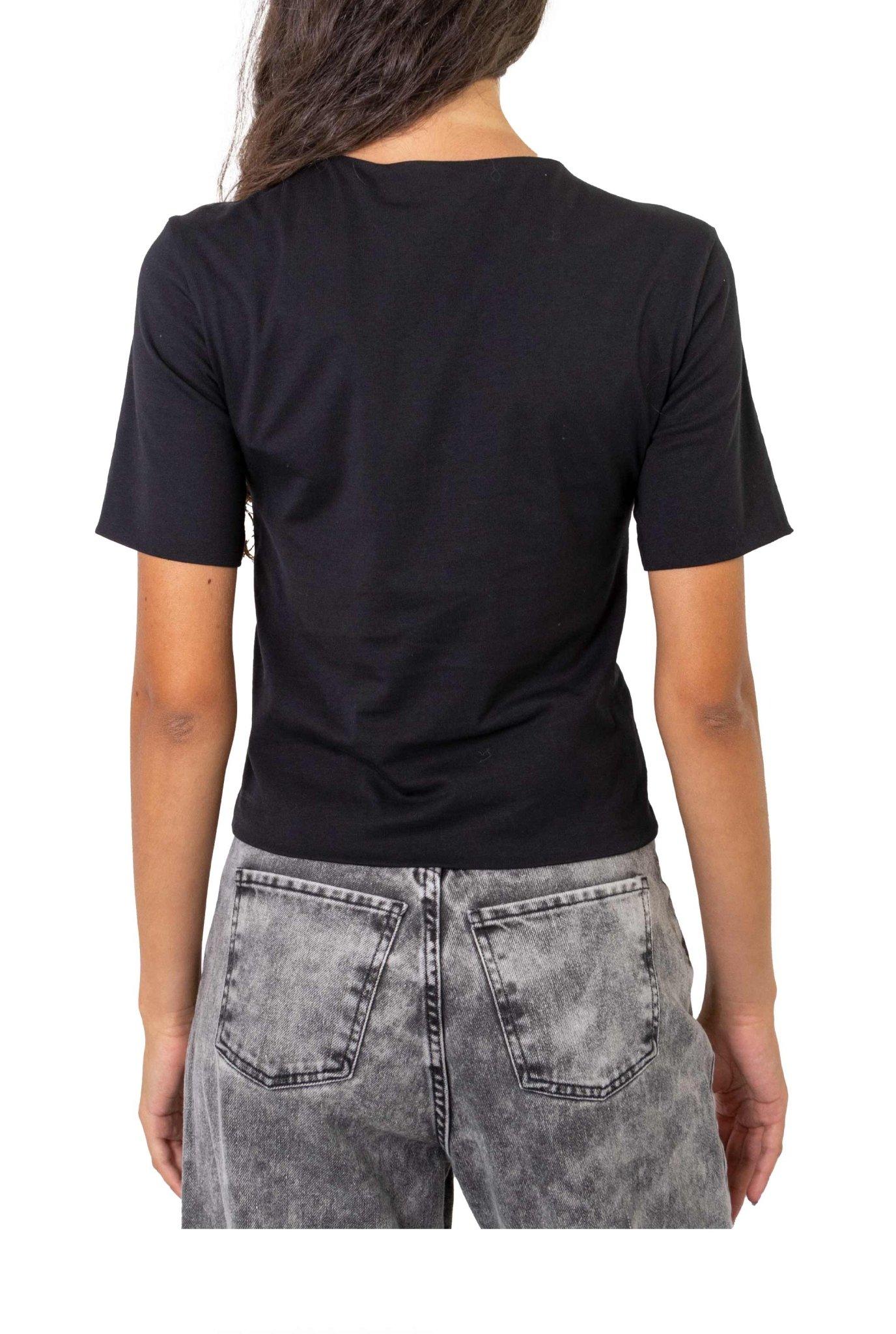 T-shirt nera con dettaglio corsetto TS186 B FEDERICA TOSI 
