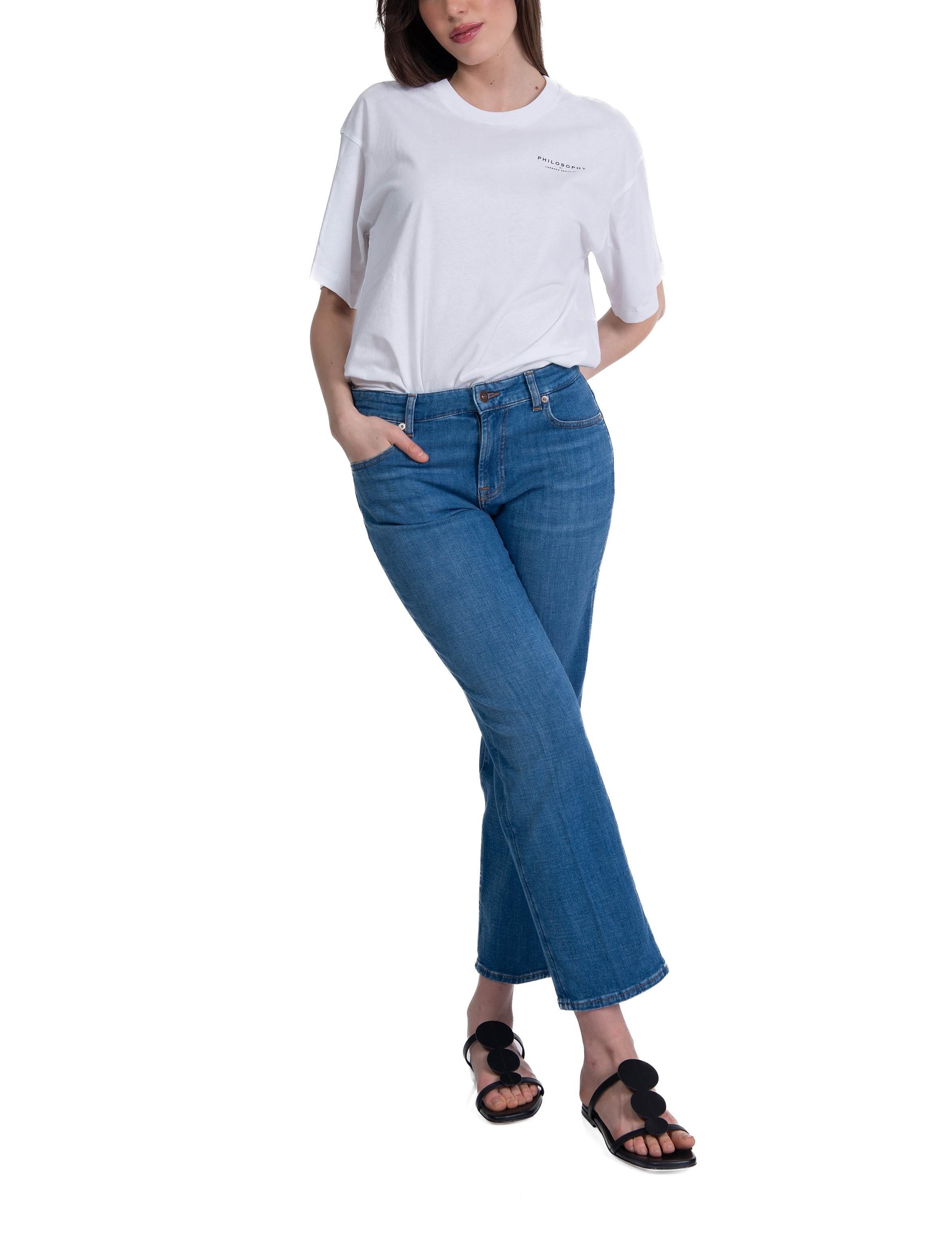 t-shirt  in jersey organico riciclato bianca con stampa blu 0704 0744 1001 fantasia bianco PHILOSOPHY 