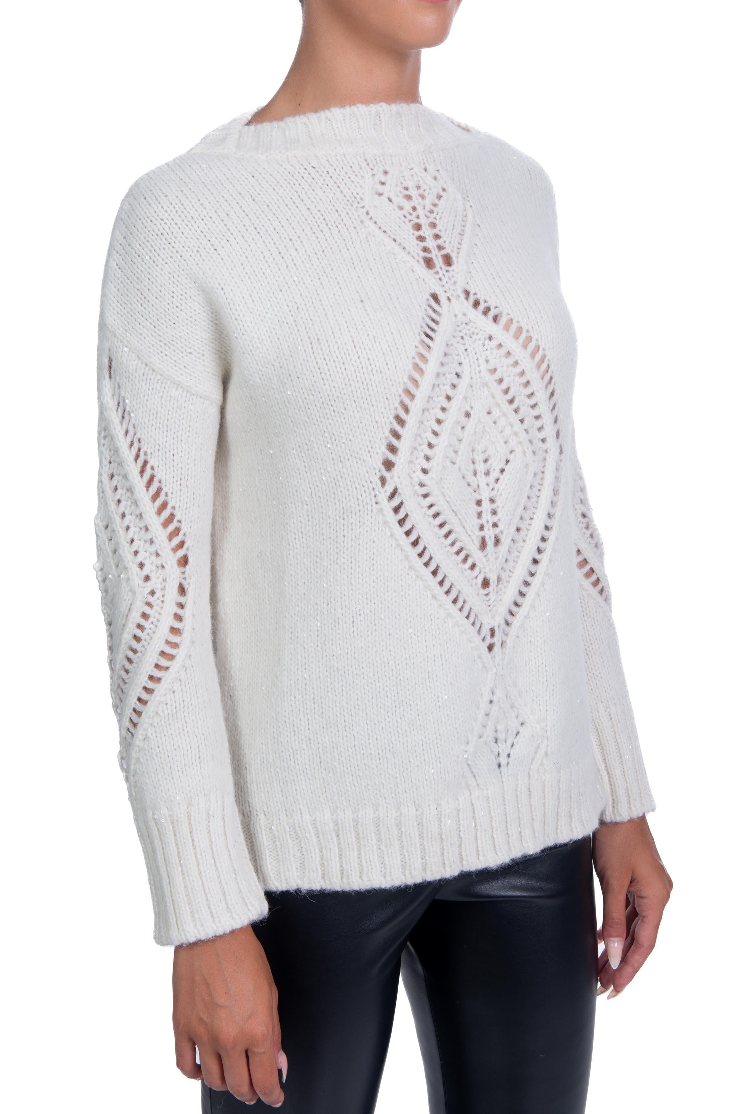 Maglia con intarzio panna 59485 P D.EXTERIOR 