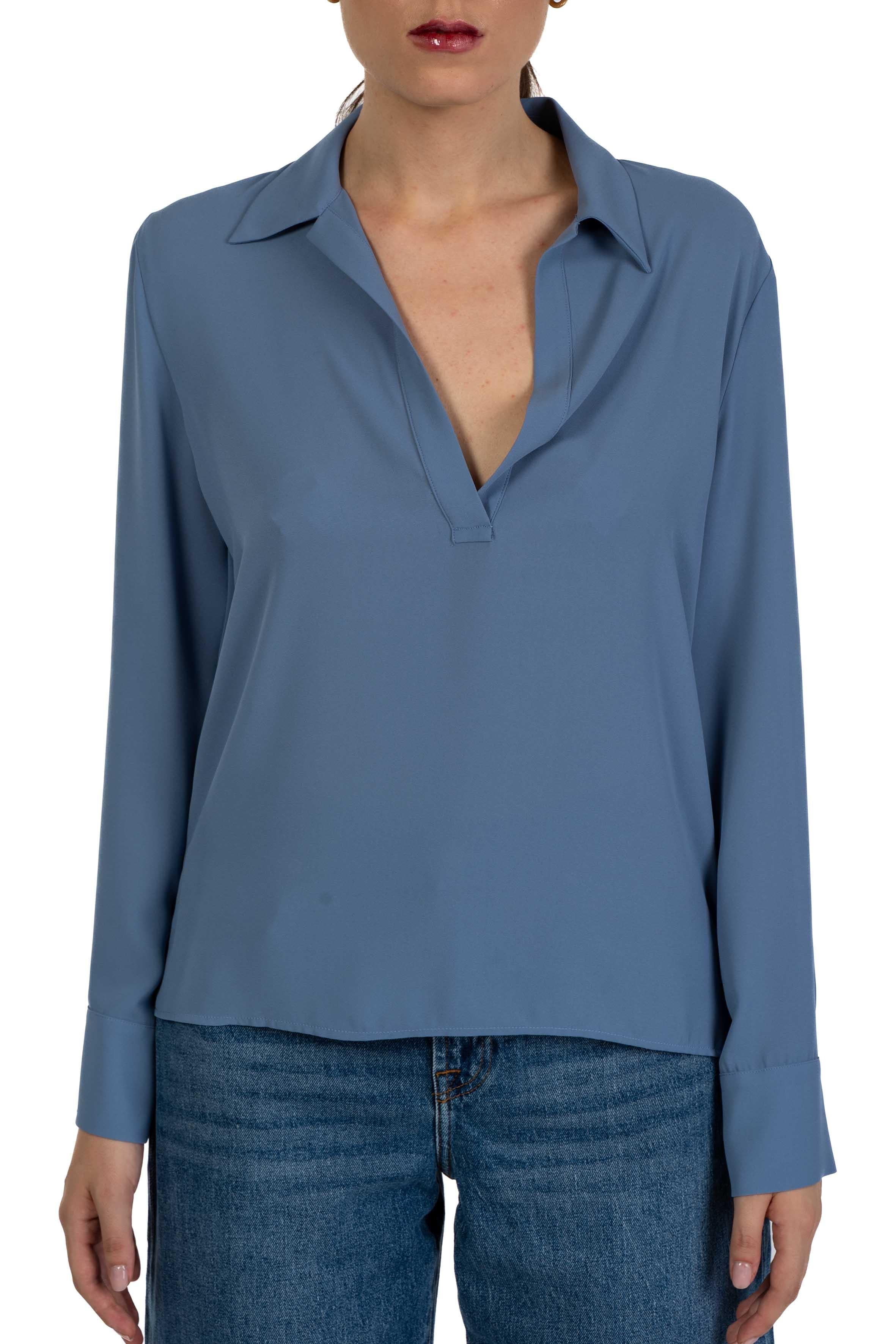 Blusa scollo a V celeste polvere 4287 4356 POLVERE ALICE MILLER 