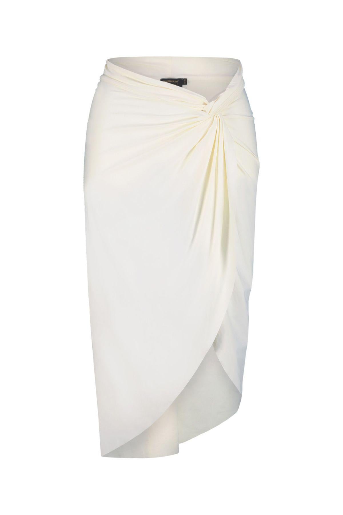 Gonna pareo con spacco e nodo laterale V6052D LINO MIss bikini 