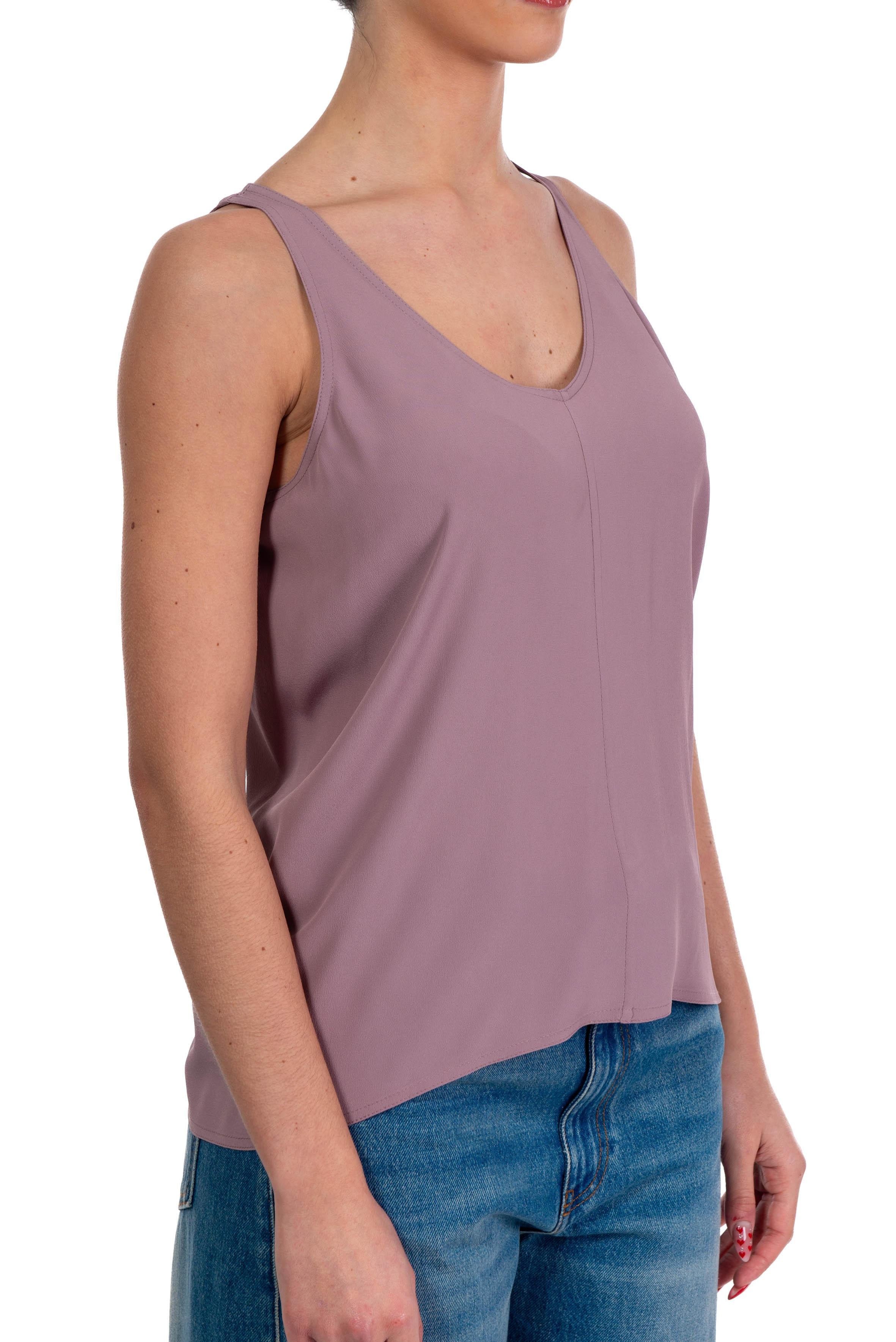 Canotta in crepe de chine rosa 41365 412 BOIS DE ROSE 04 FEDERICA TOSI 