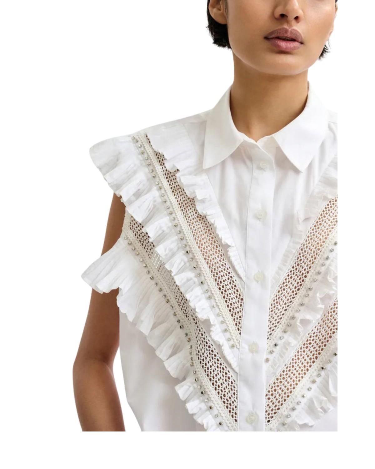 Camicia smanicata con rouge bianca JEANDARLENE WHITE ESSENTIEL ANTWERP 
