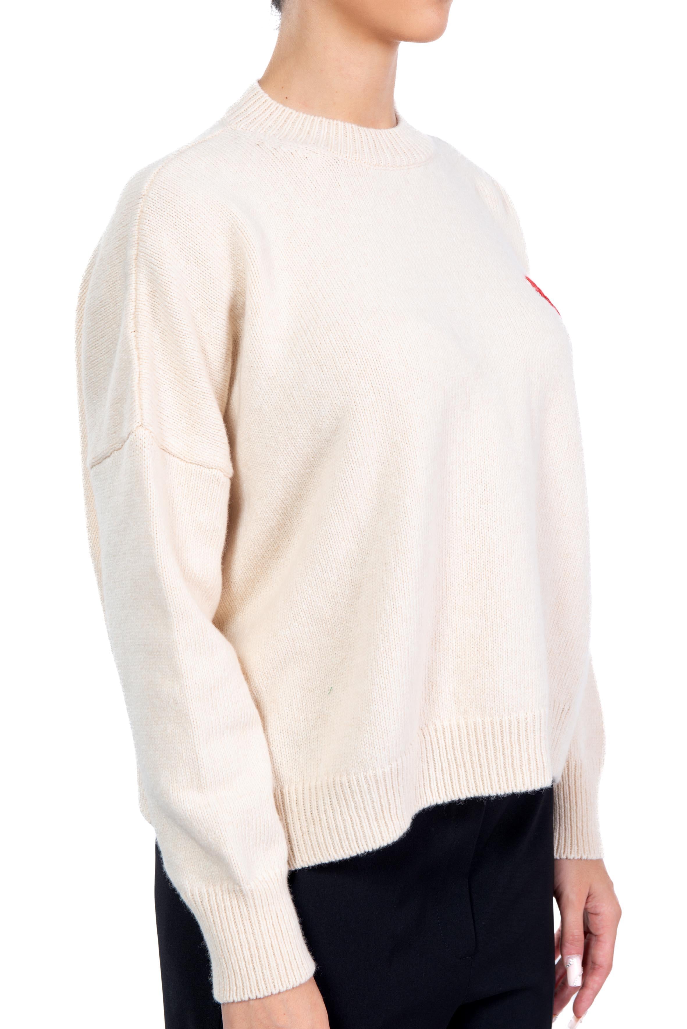 Maglia panna con cuore jacquard 22108 P GIADA BENINCASA 