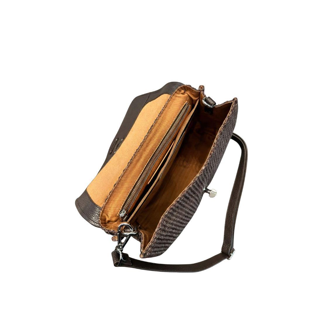 Borsa Postina S vimini brown sottobosco POSTINA S VIMINI BROWN SOTTOBOSCO ZANELLATO 