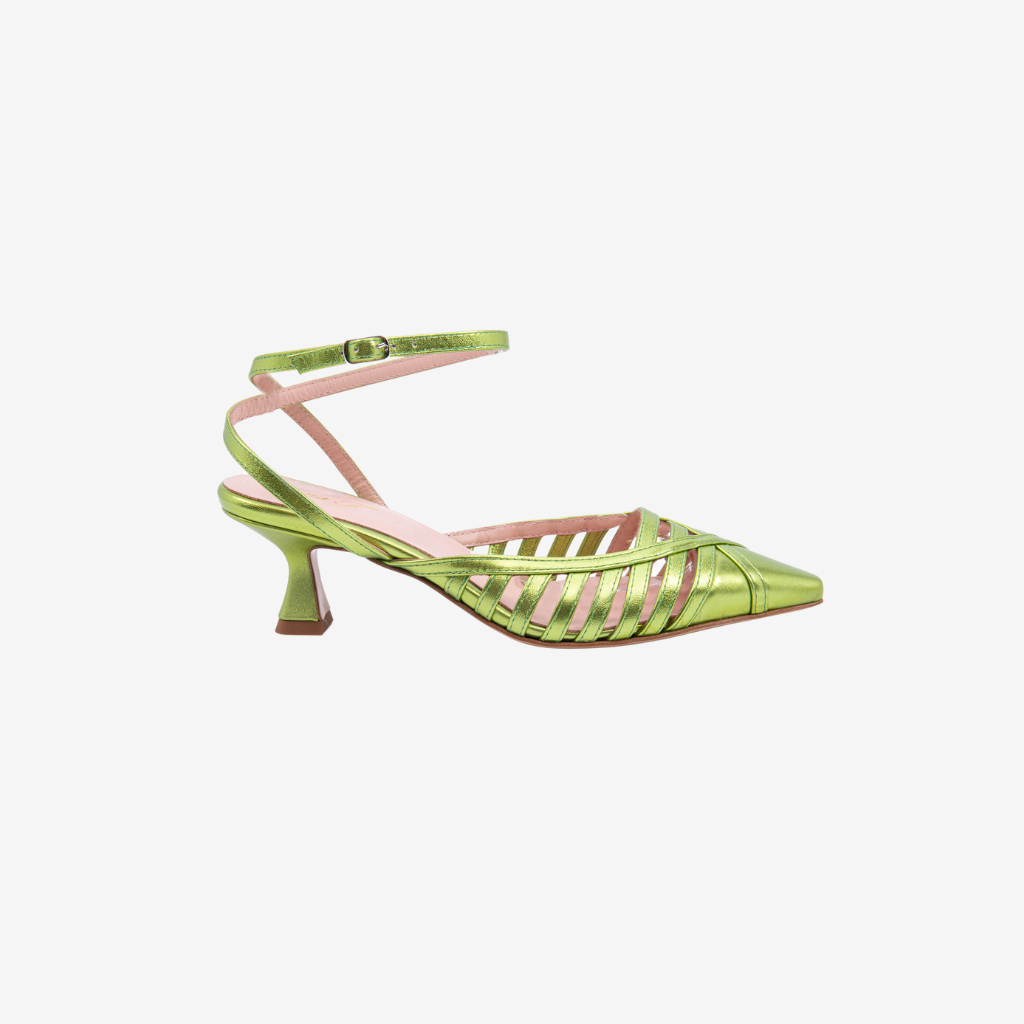 Chanel a punta laminata verde. 1741 VE ANNA F 