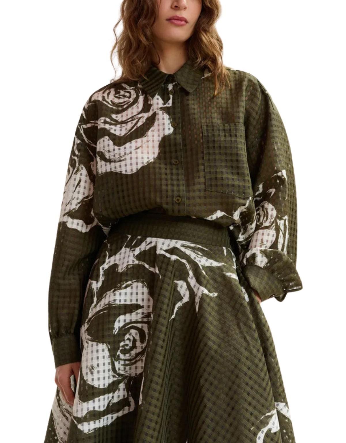 Camicia over traforata verde JORANGE OLIVE ESSENTIEL ANTWERP 