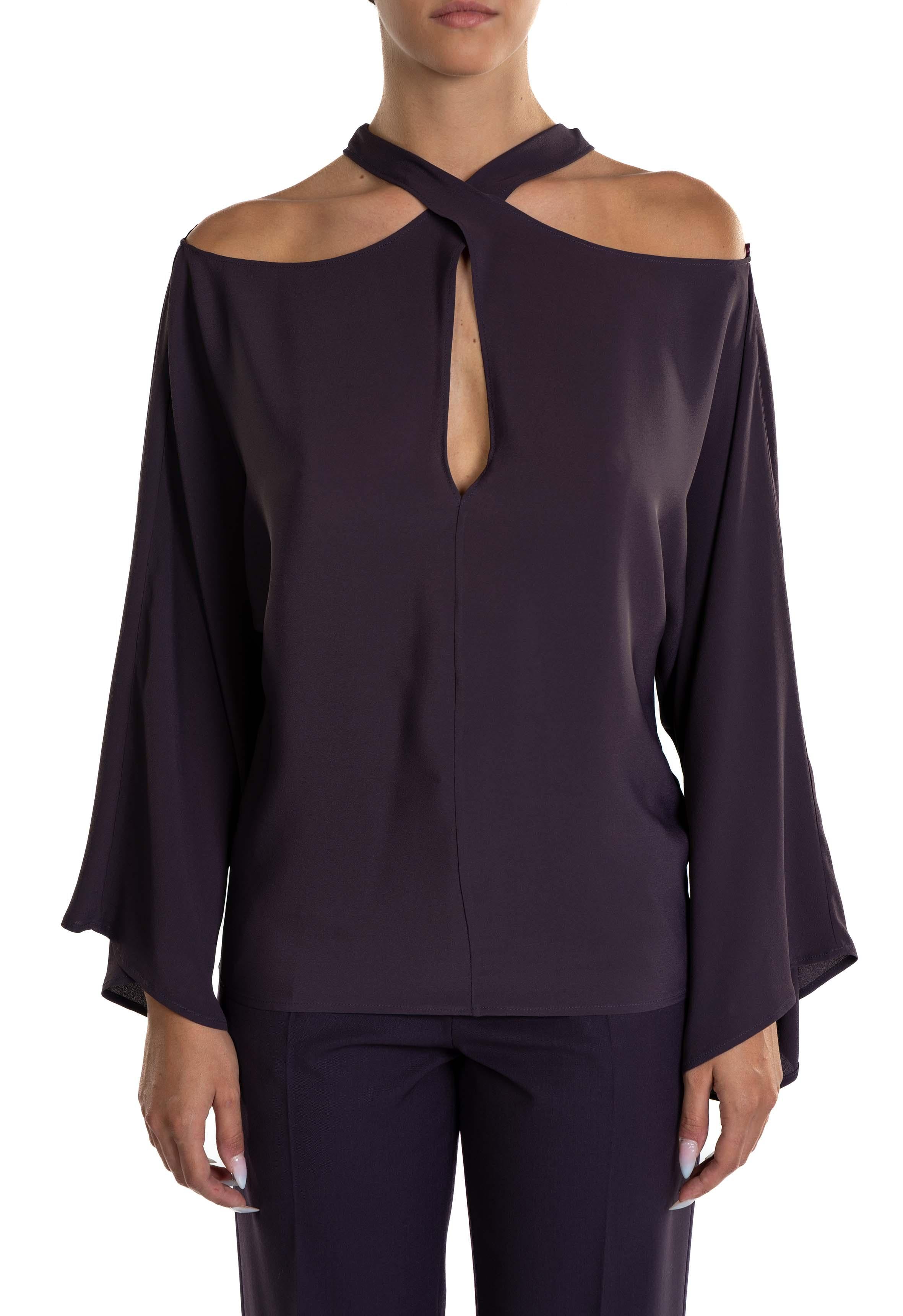 Blouse with Braided Neck 31103 MELANZANO FEDERICA TOSI 