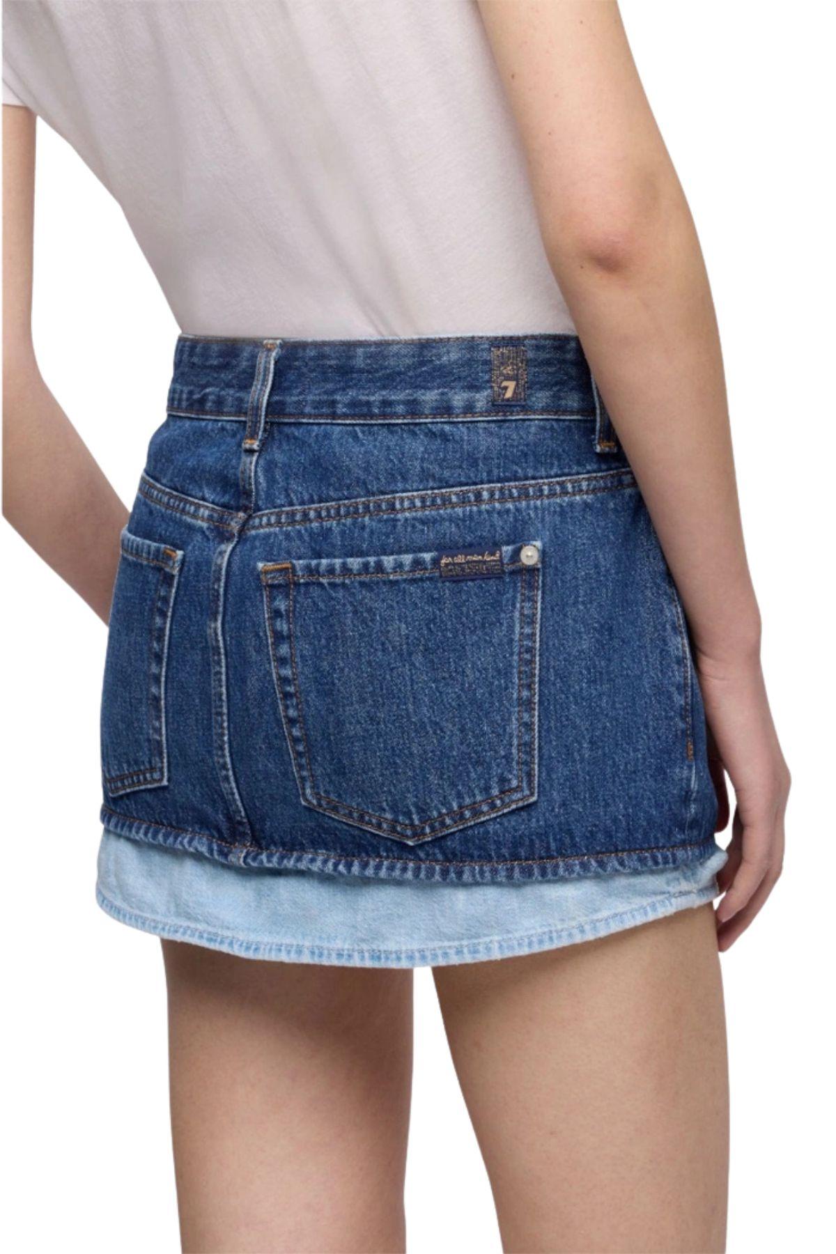 Minigonna jeans double layer DOUBLE LAYER CHERRY SHIRT U73DM 7 FOR ALL MANKIND 