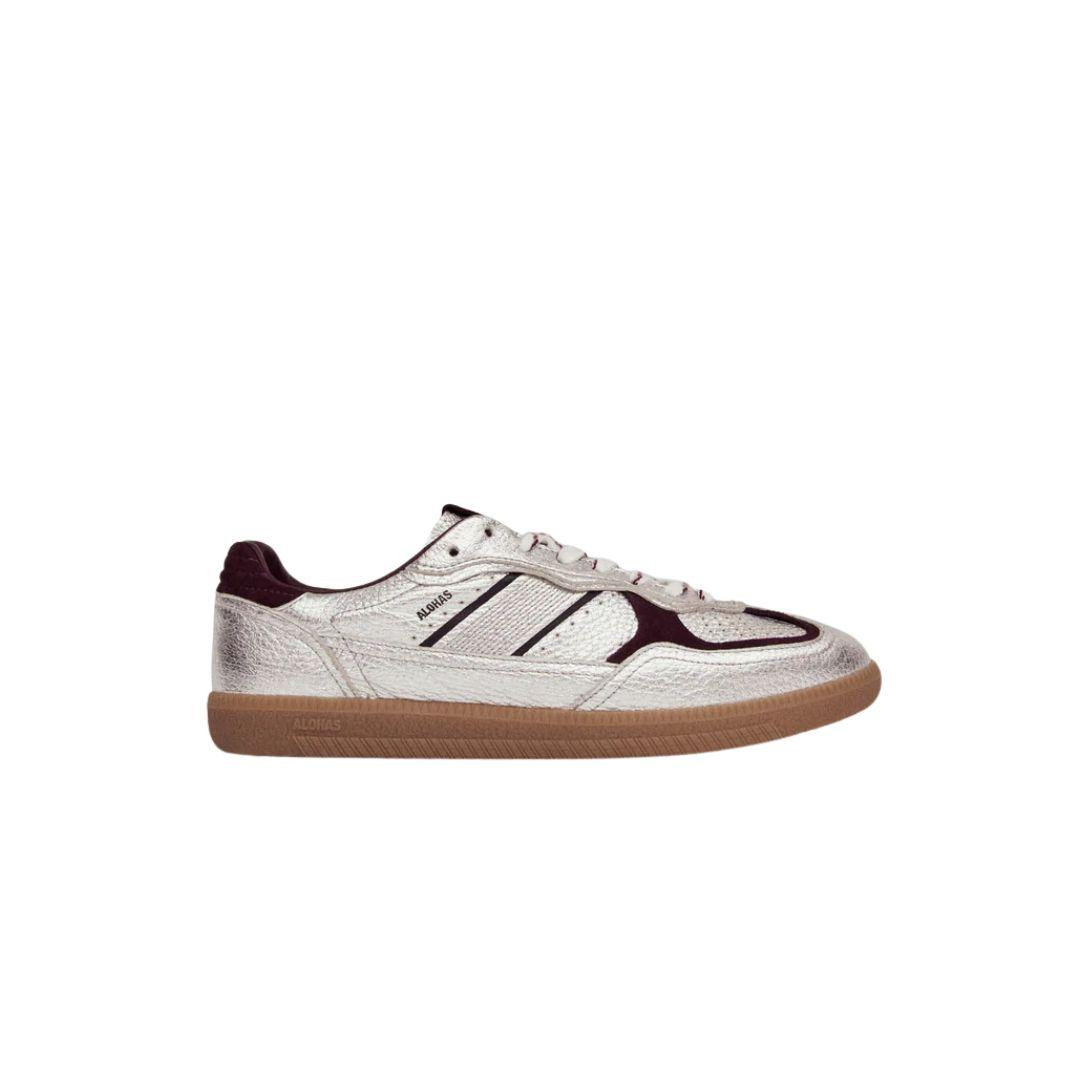 Sneakers TB490 in pelle argentata e bordeaux TB490 GRAIN SILVER PANNA ALOHAS 