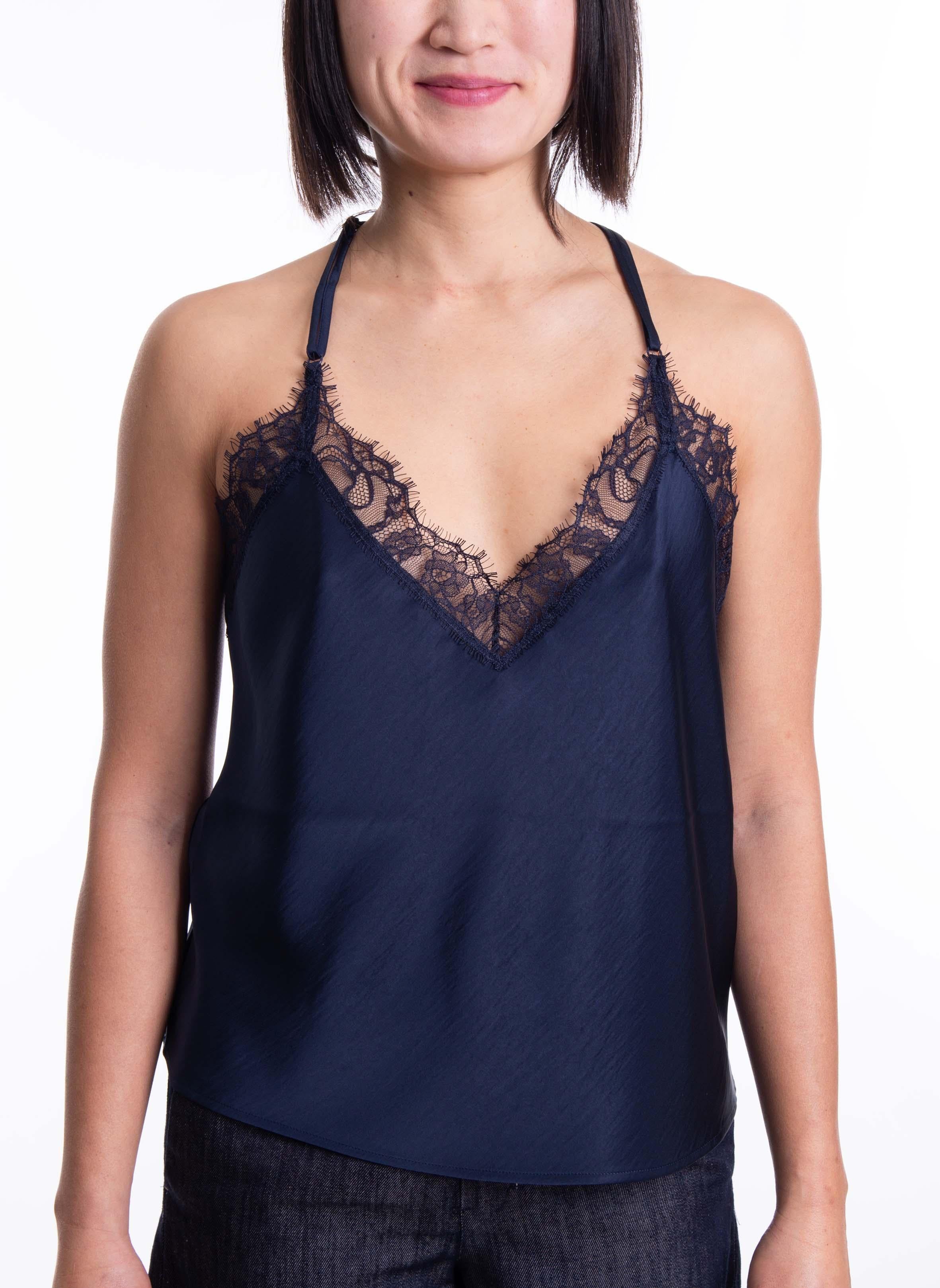 Canotta blu navy con pizzo FANG B ESSENTIEL ANTWERP 