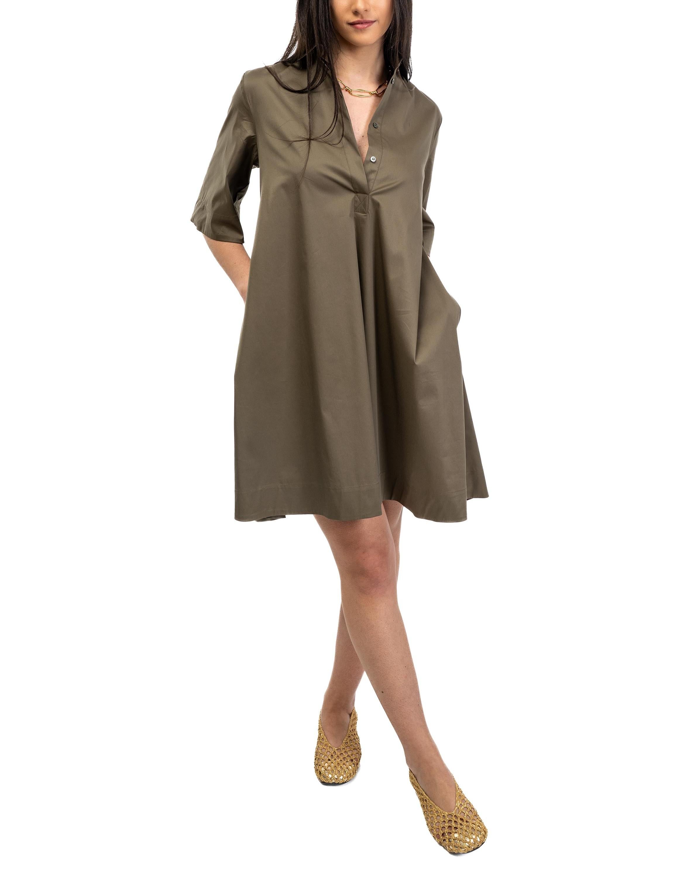 Abito midi in cotone verde militare 4007 4674 M ALICE MILLER 