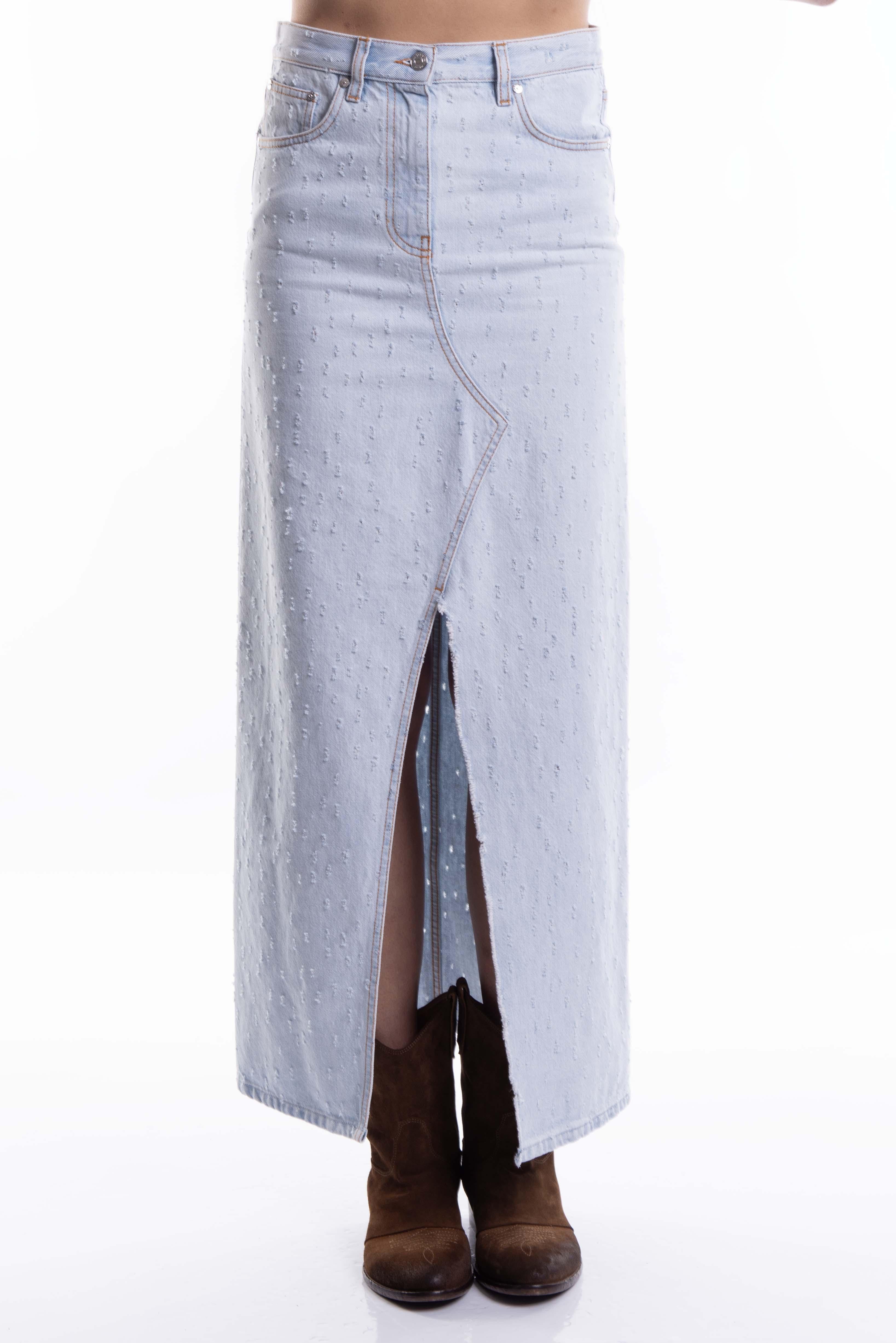 Gonna longuette in denim chiaro 3641MDD234 J MSGM 