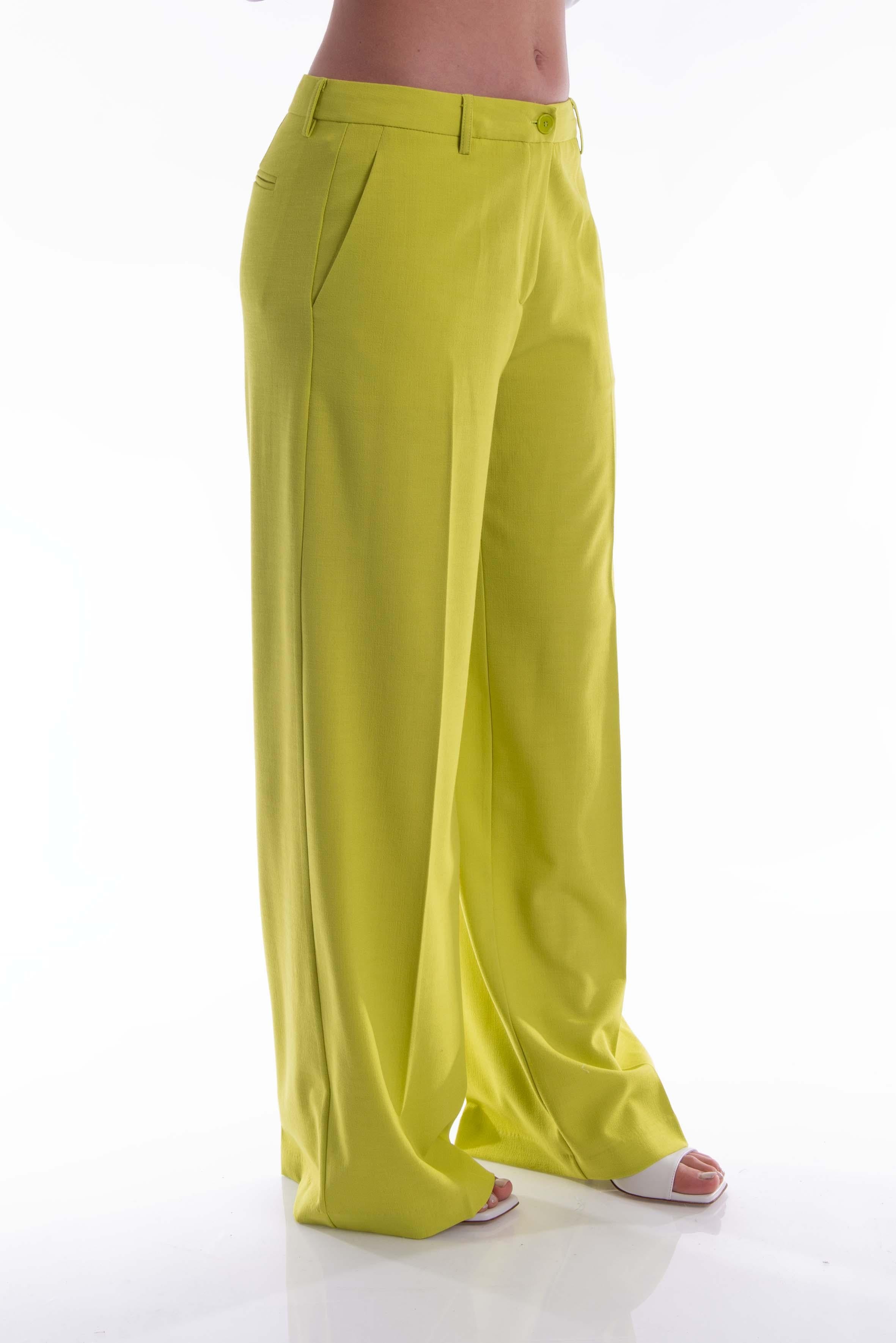 Pantalone in viscosa verde acido J3954003 V JUCCA 