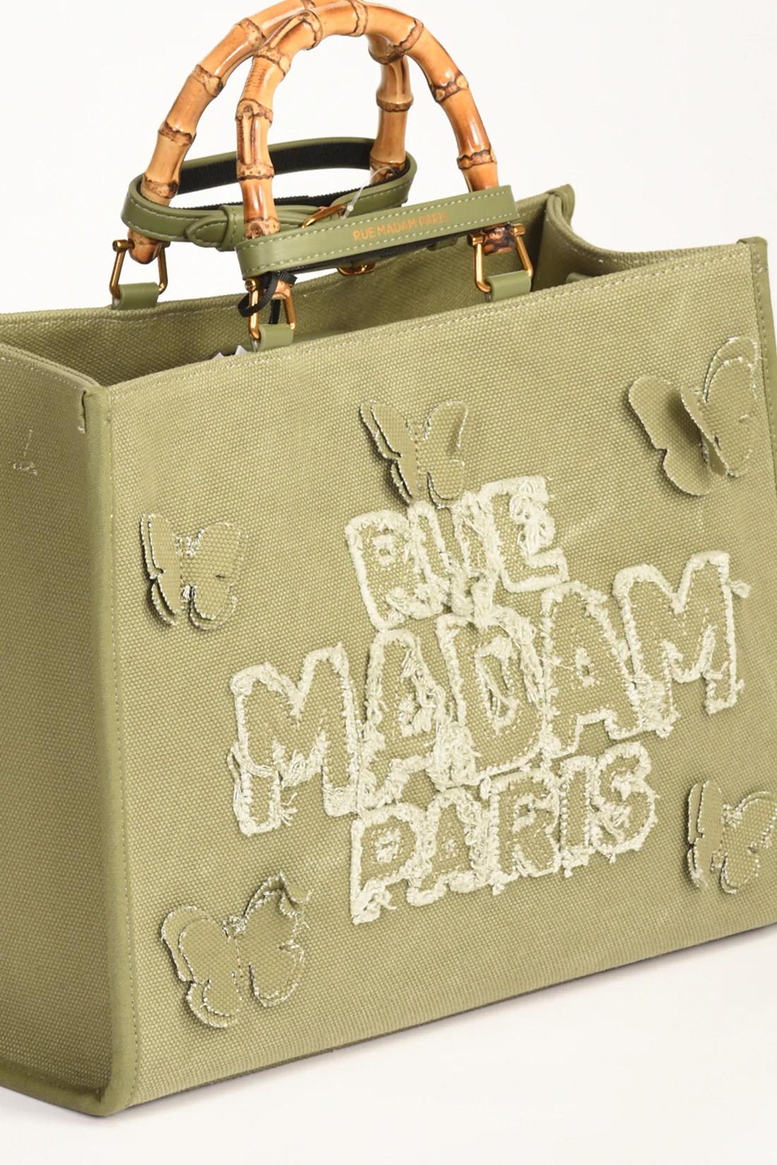 Shopping Butterfly in canvas verde militare BUTTERFLY TOTE V RUE MADAM 