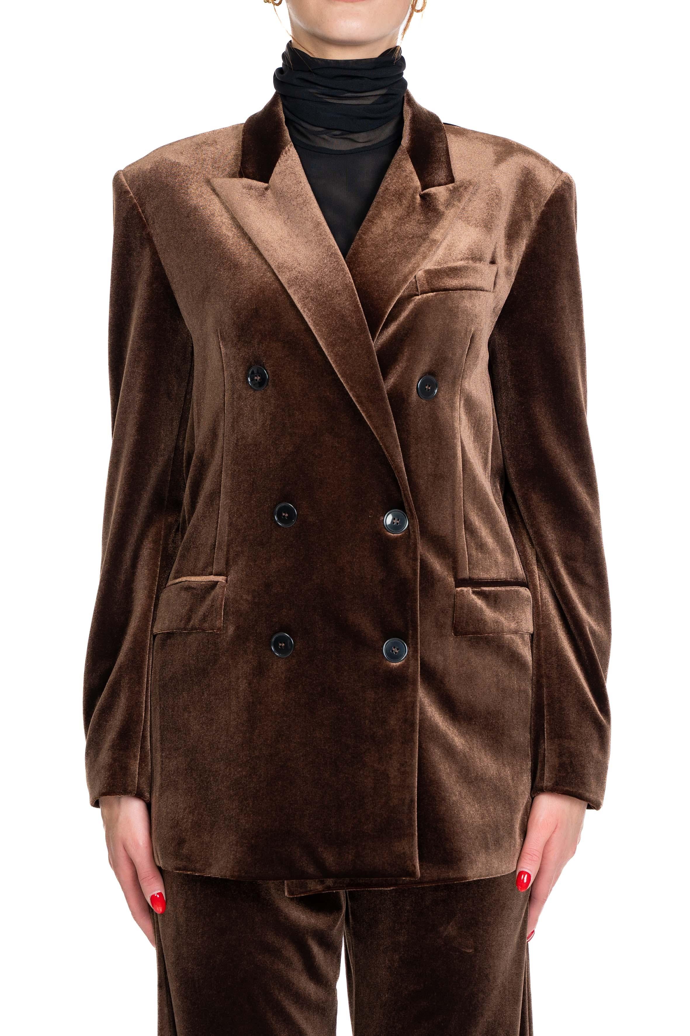 Giacca doppiopetto in ciniglia marrone 4731 1647 CAFFE ALICE MILLER 