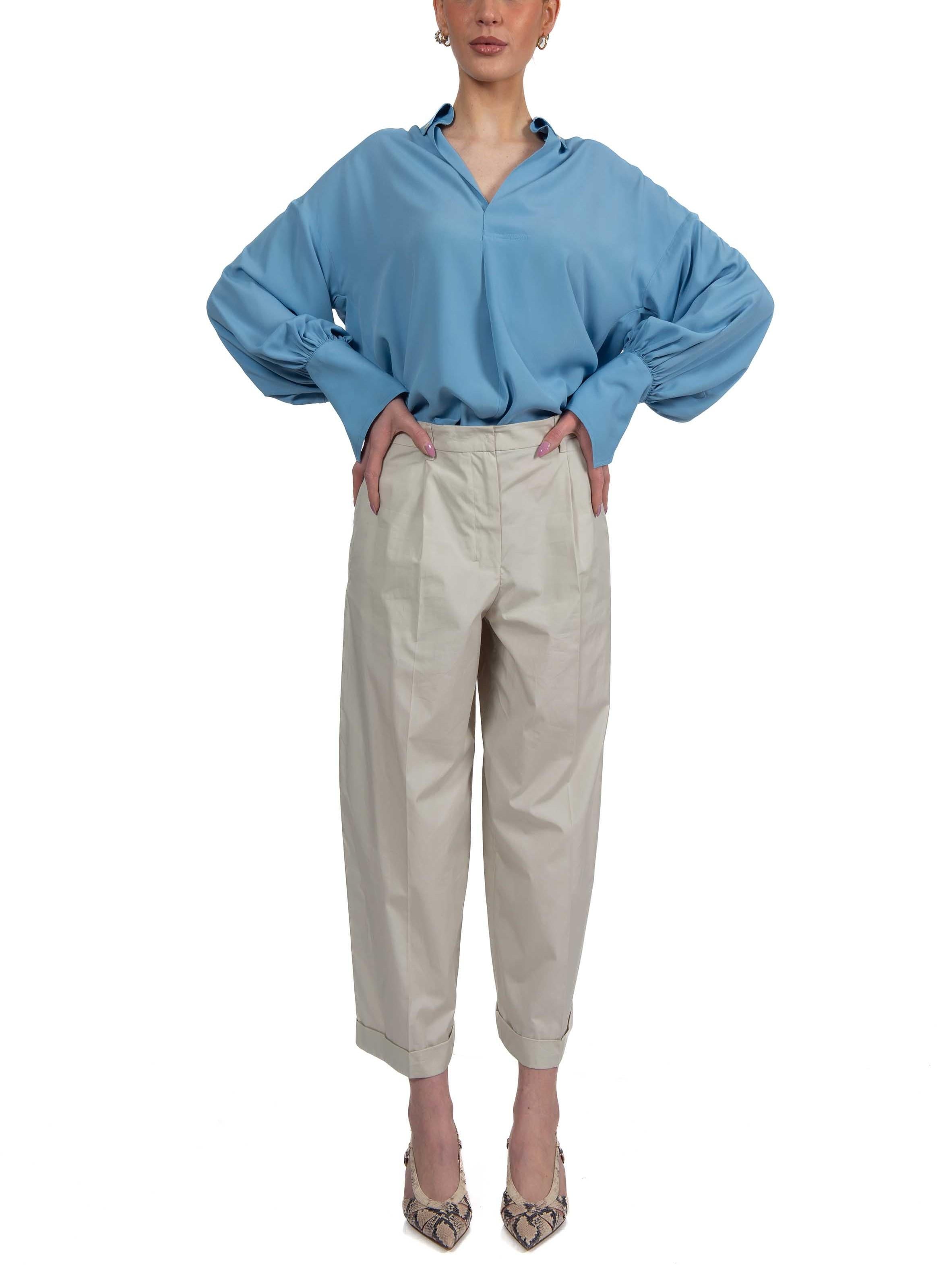 Blusa celeste scollo a V 4032 4057 OXFORD ALICE MILLER 