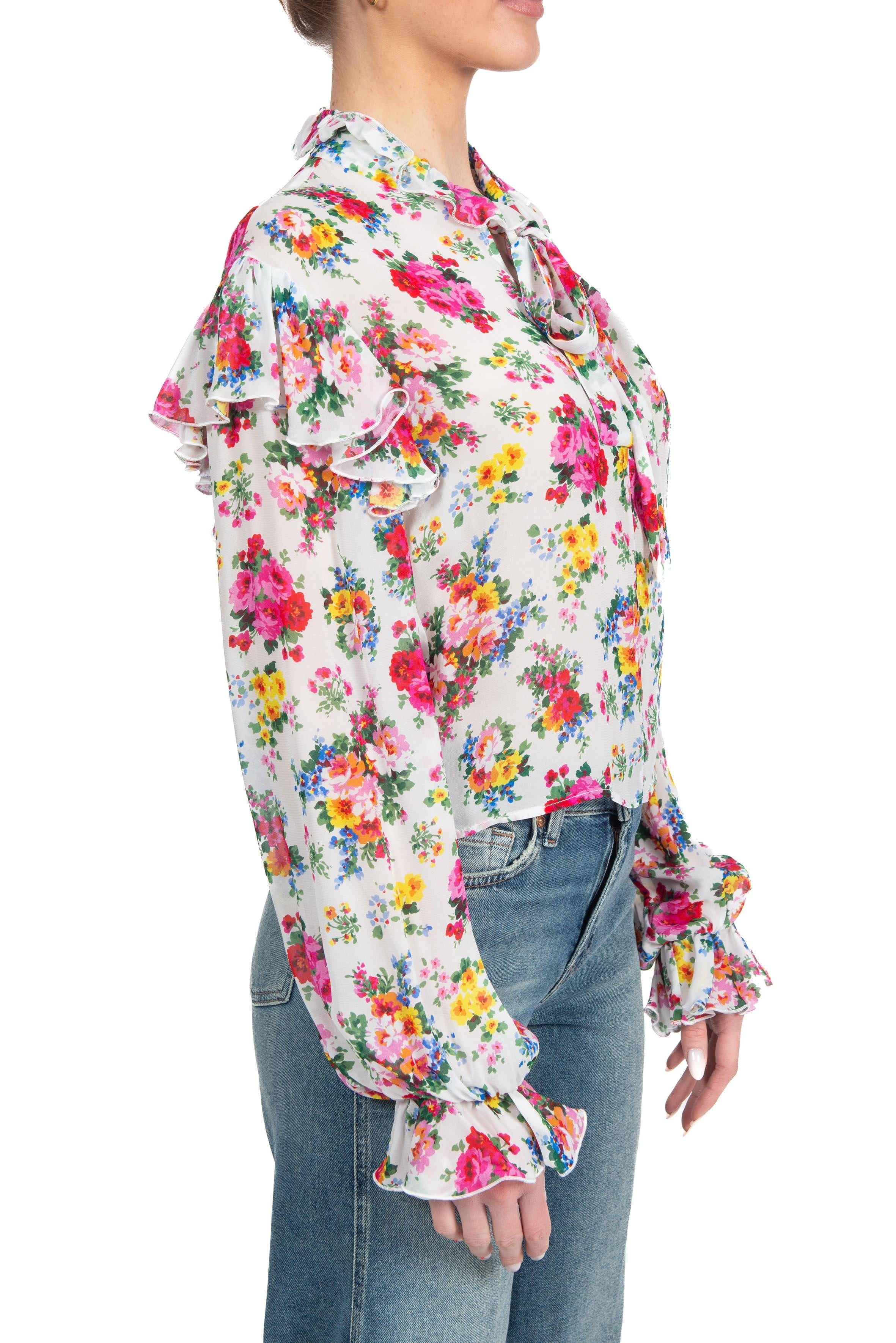 Blusa fantasia fiori MSGM. 4041MDM12 WHITE MSGM 
