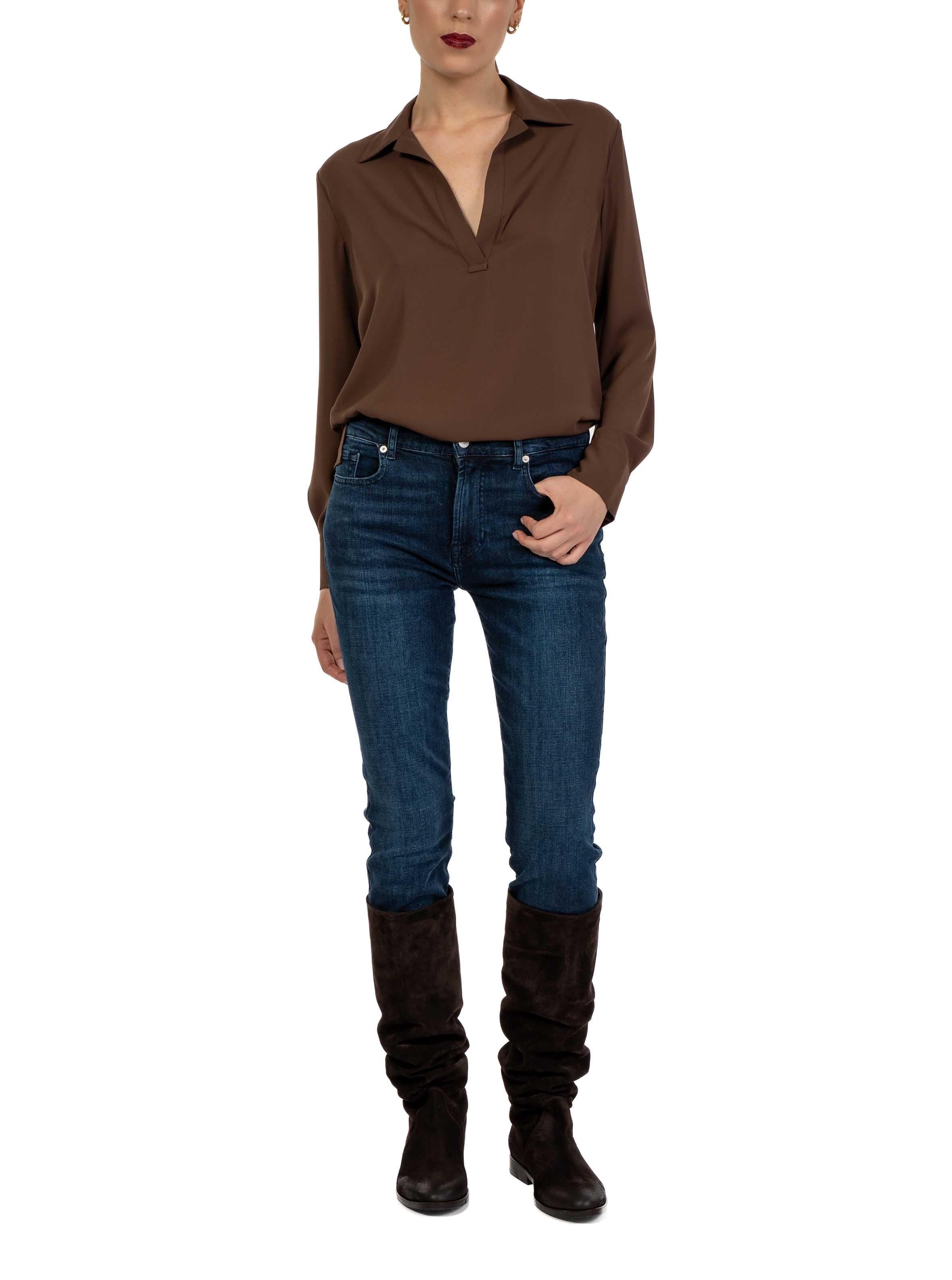 Blusa scollo a V marrone 4287 4356 BROWN ALICE MILLER 