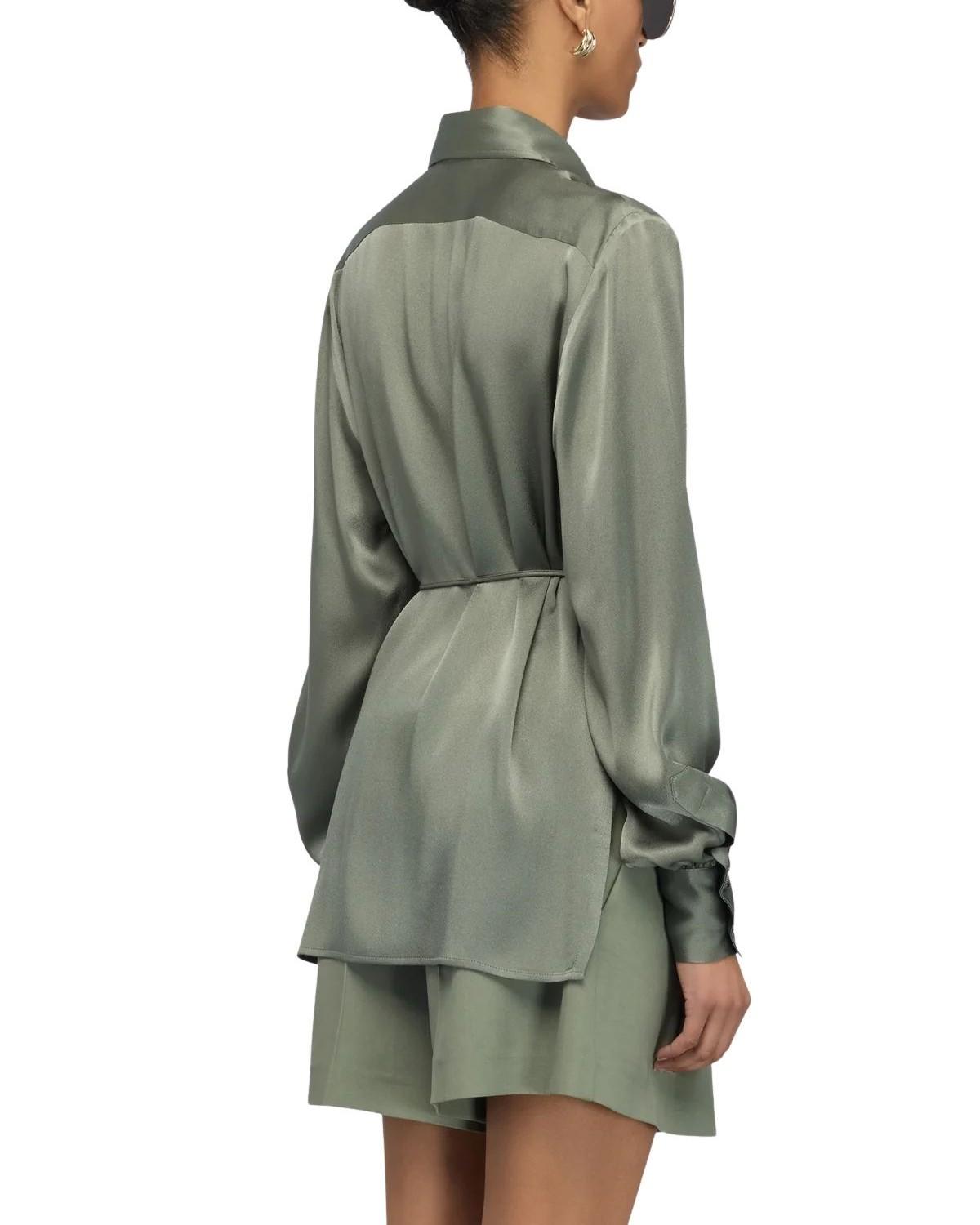 Camicia Juana in raso JUANA Y6SM13 VERDE MAREA SEMICOUTURE 